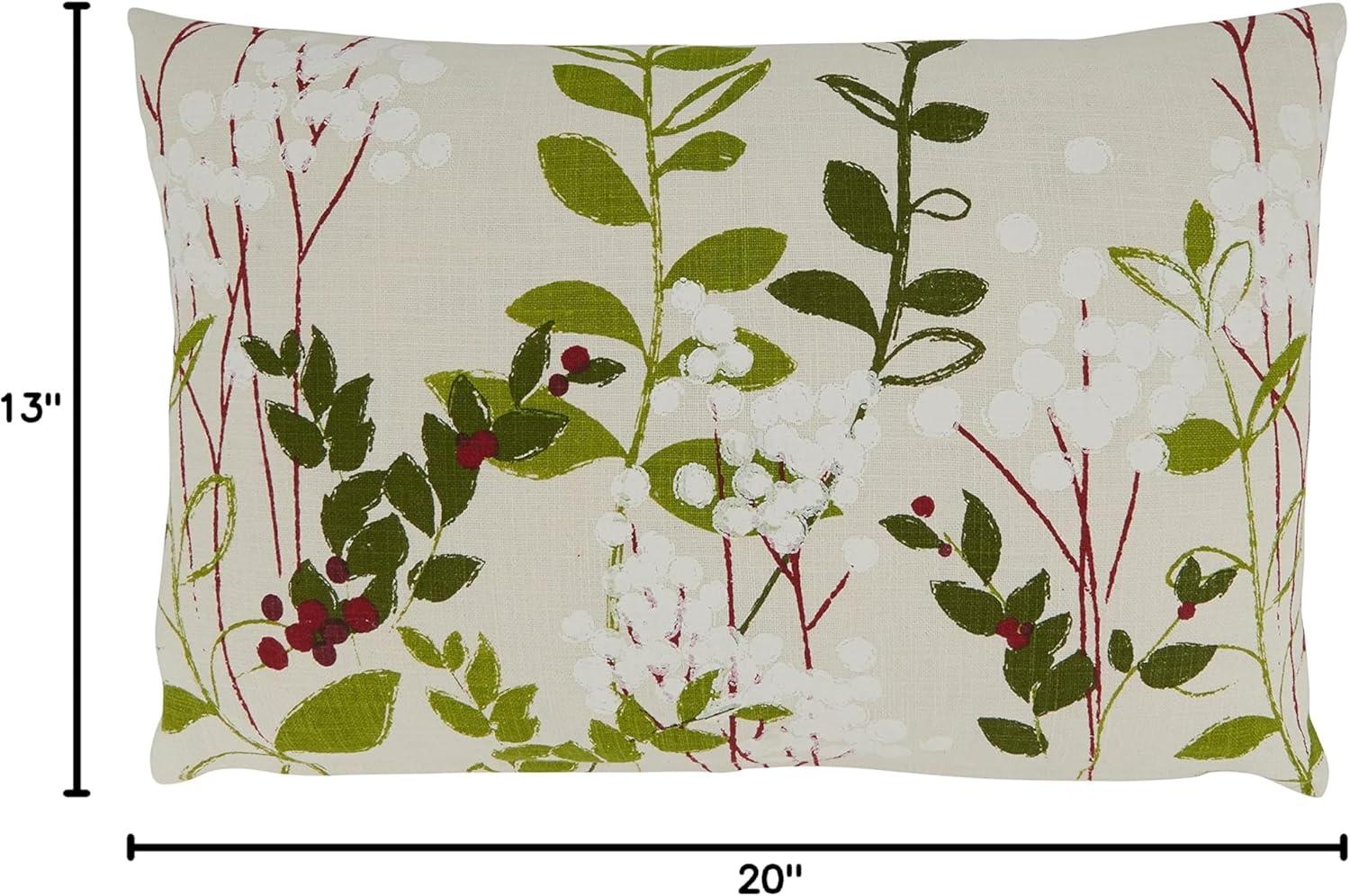 Natural Cotton Holiday Botanical Throw Pillow