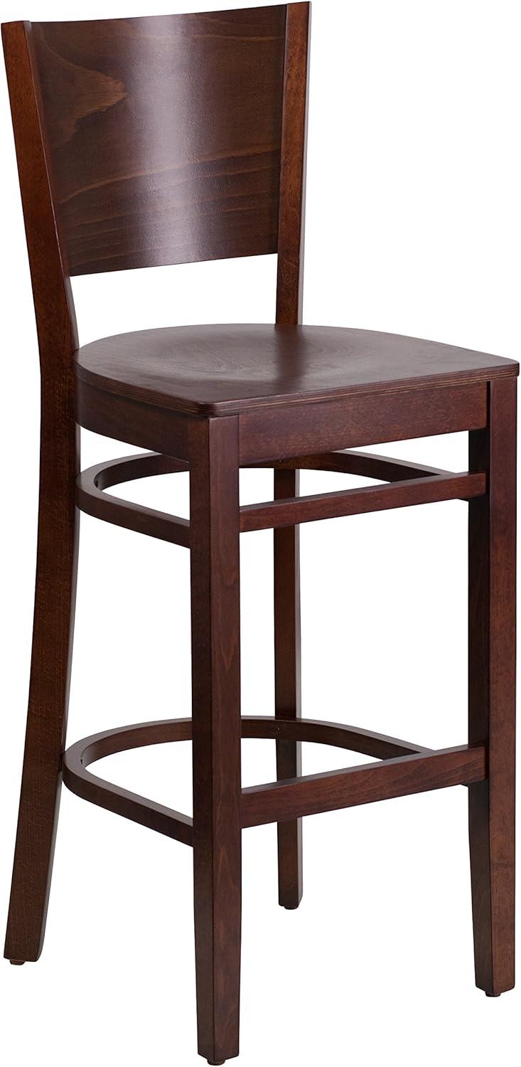 Flash Furniture Lacey Series Solid Back Walnut Wood Restaurant Barstool