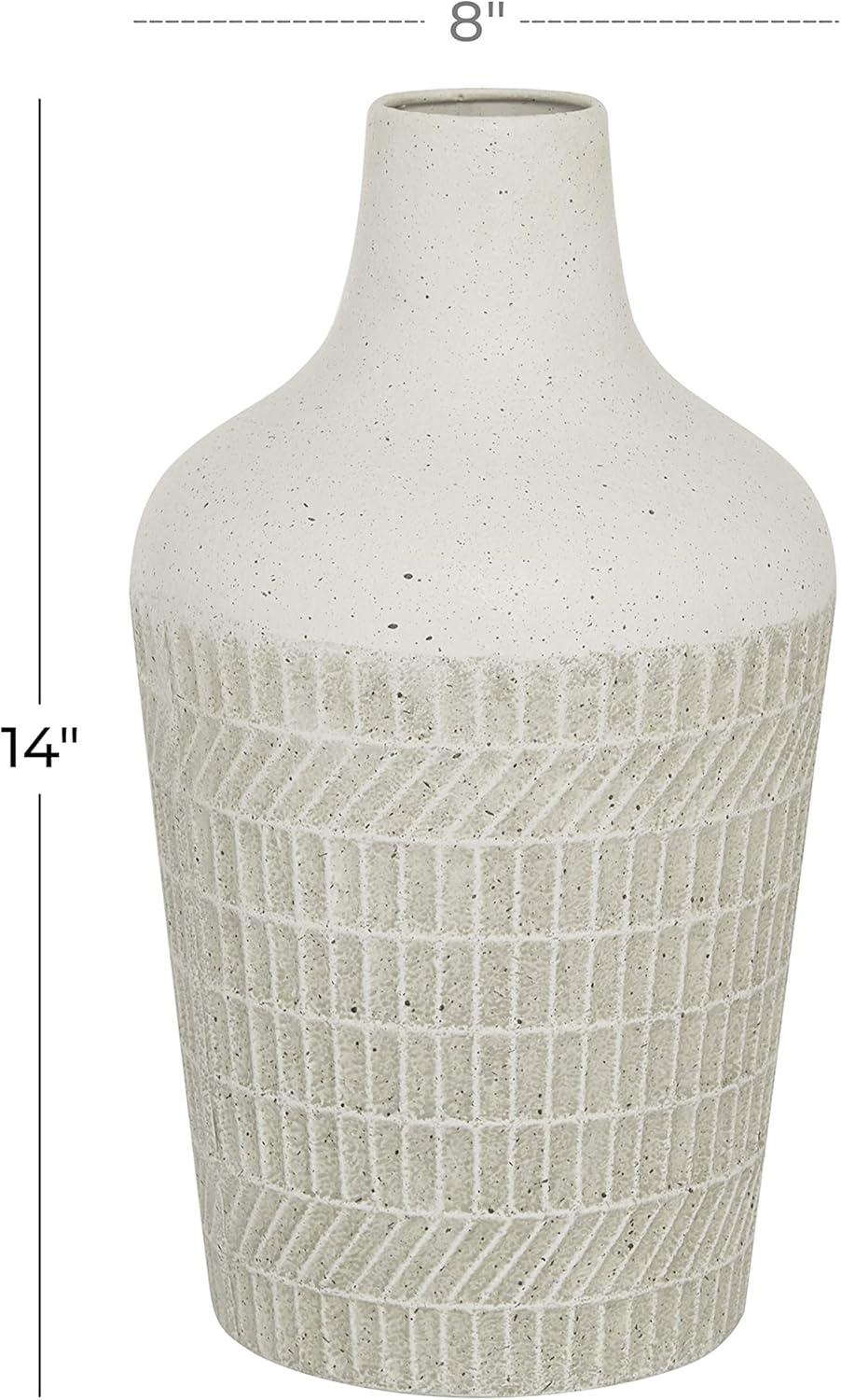 DecMode 13" Textured White Metal Vase