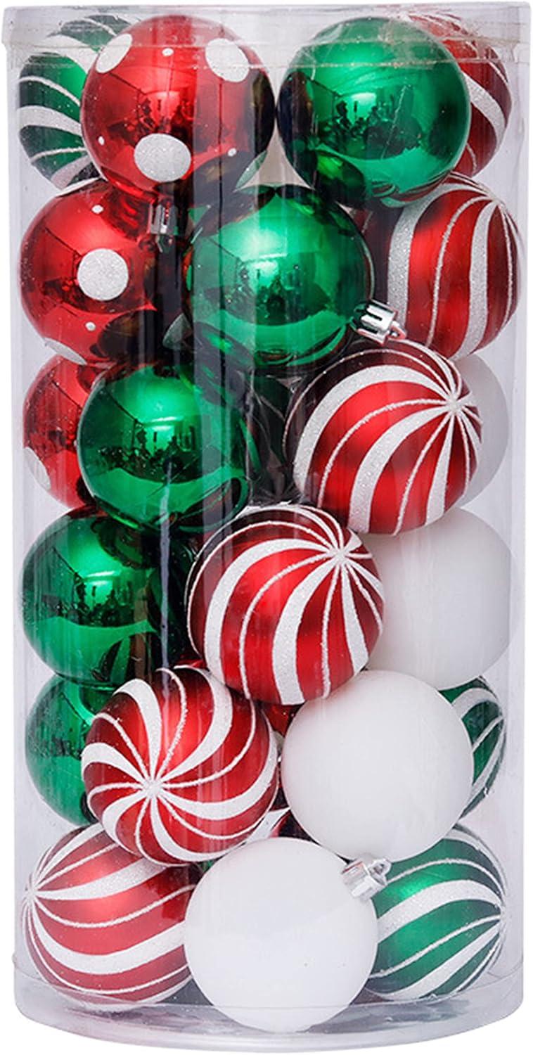 Yoloke 30PCS Christmas Balls Ornaments, Shatterproof Holiday Bulbs Festive Wedding Hanging Ornaments Christmas Tree Decoration (Red&Green)