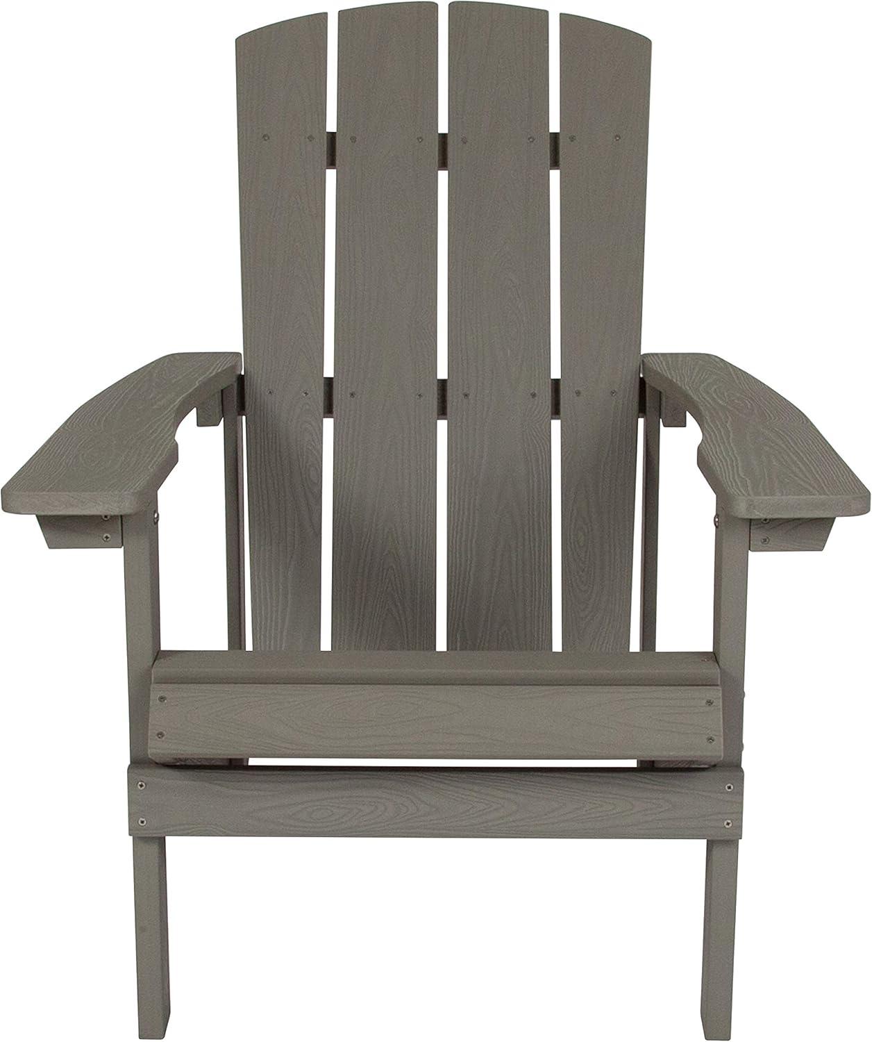 Flash Furniture Set of 4 Charlestown All-Weather Poly Resin Wood Adirondack Chairs in Gray