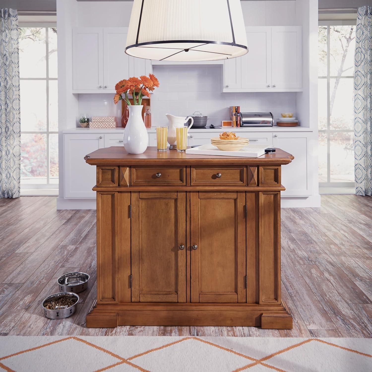 Kitchen Island Wood/Cottage Oak - Home Styles: Storage, Adjustable Shelves, Hardwood Frame