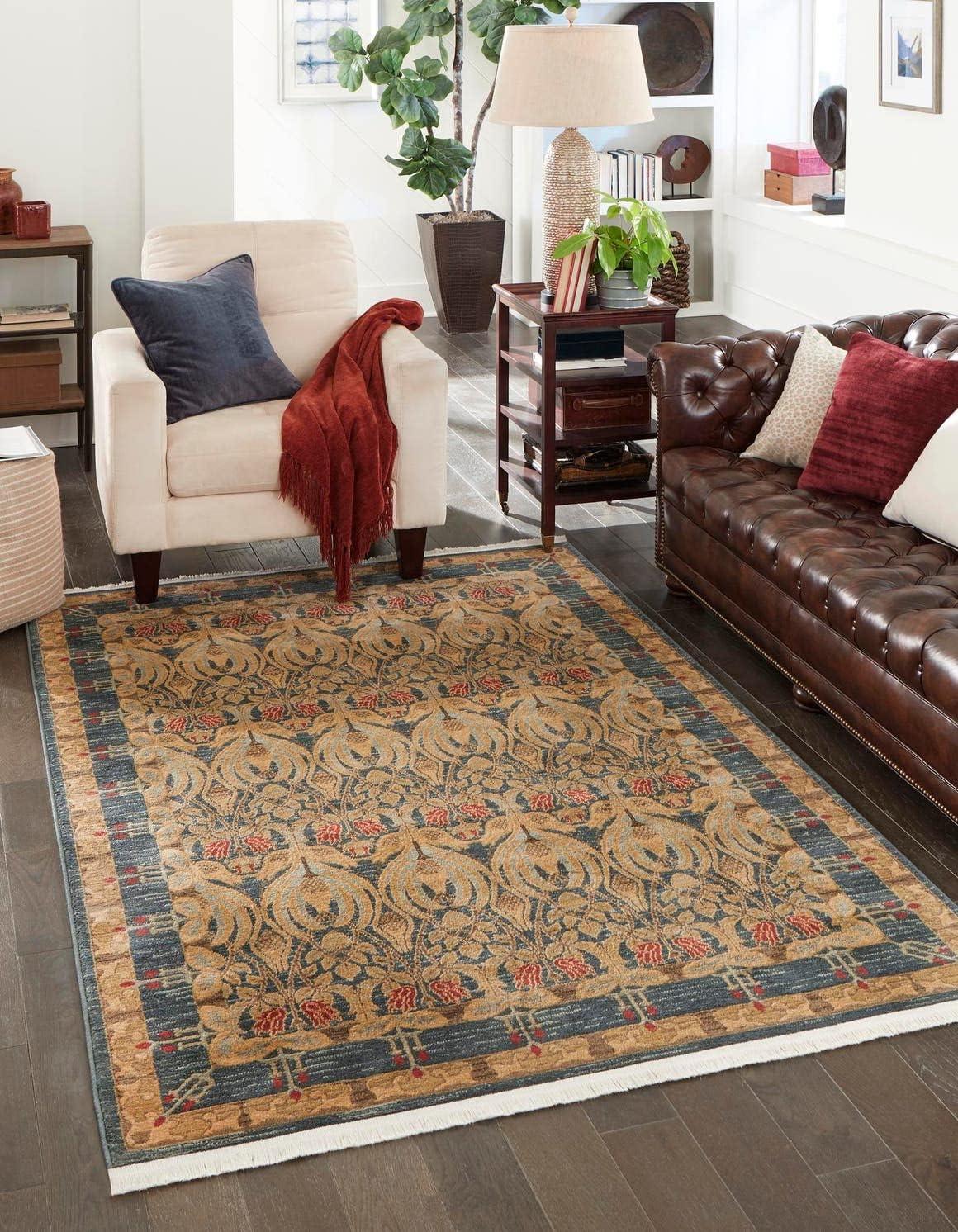Unique Loom Contemporary Stirling Area Rug Denim Color