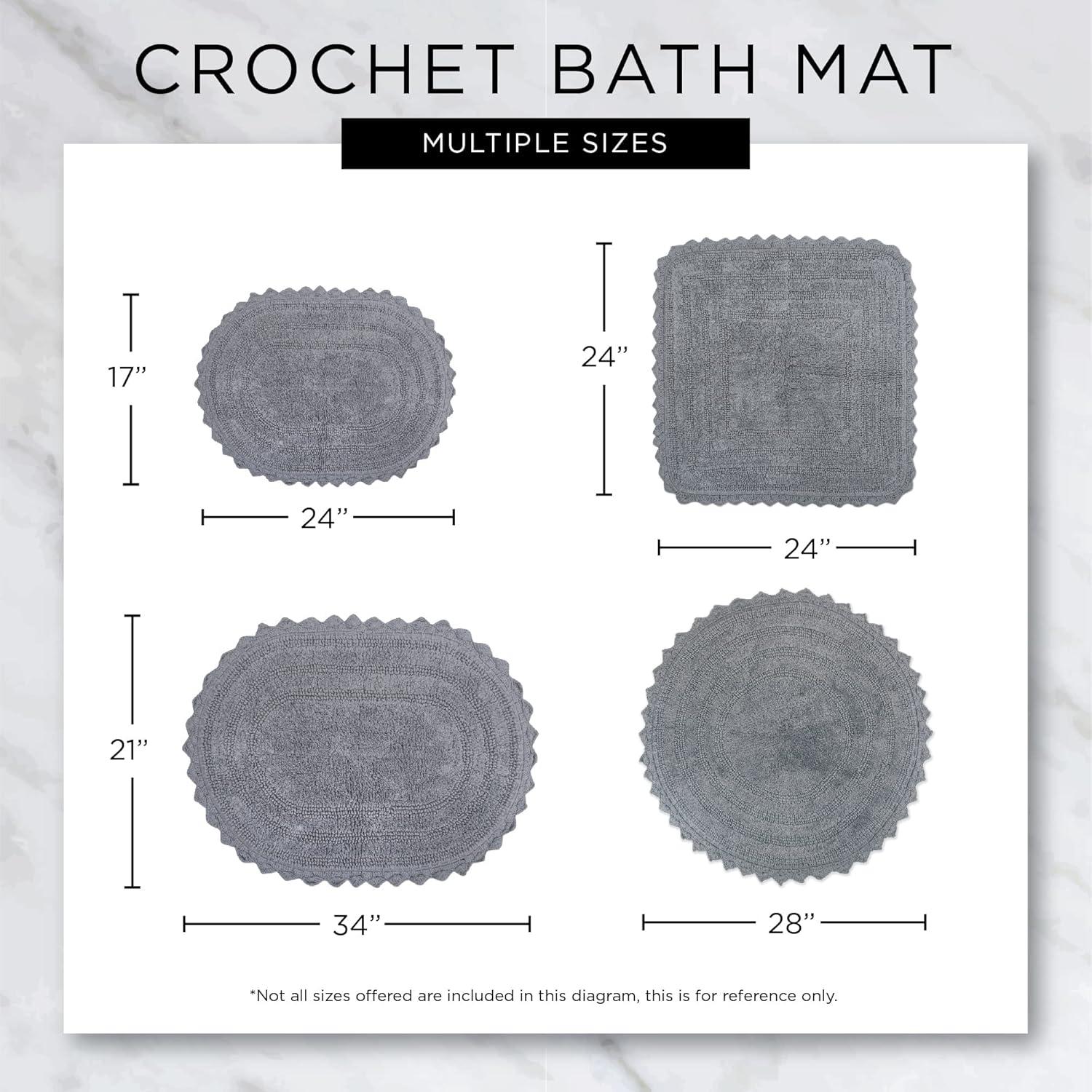 French Blue Small Oval Crochet Bath Rug, 17x24