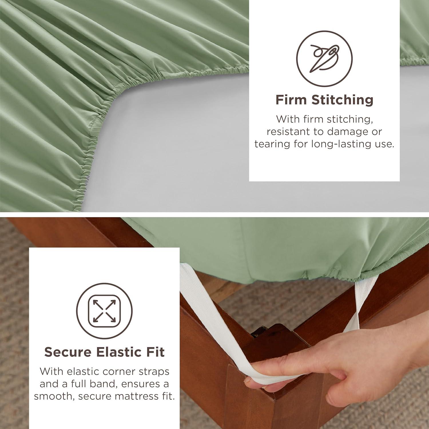 Bedsure Deep Pocket Queen Sheets Set - Fits Mattresses Up to 21 Inches Thick - 4 Piece GentleSoft Bed Sheets, Moisture Wicking, Soft & Cooling Bedsheet & Pillowcases, Easy & Secure Fit, Sage Green