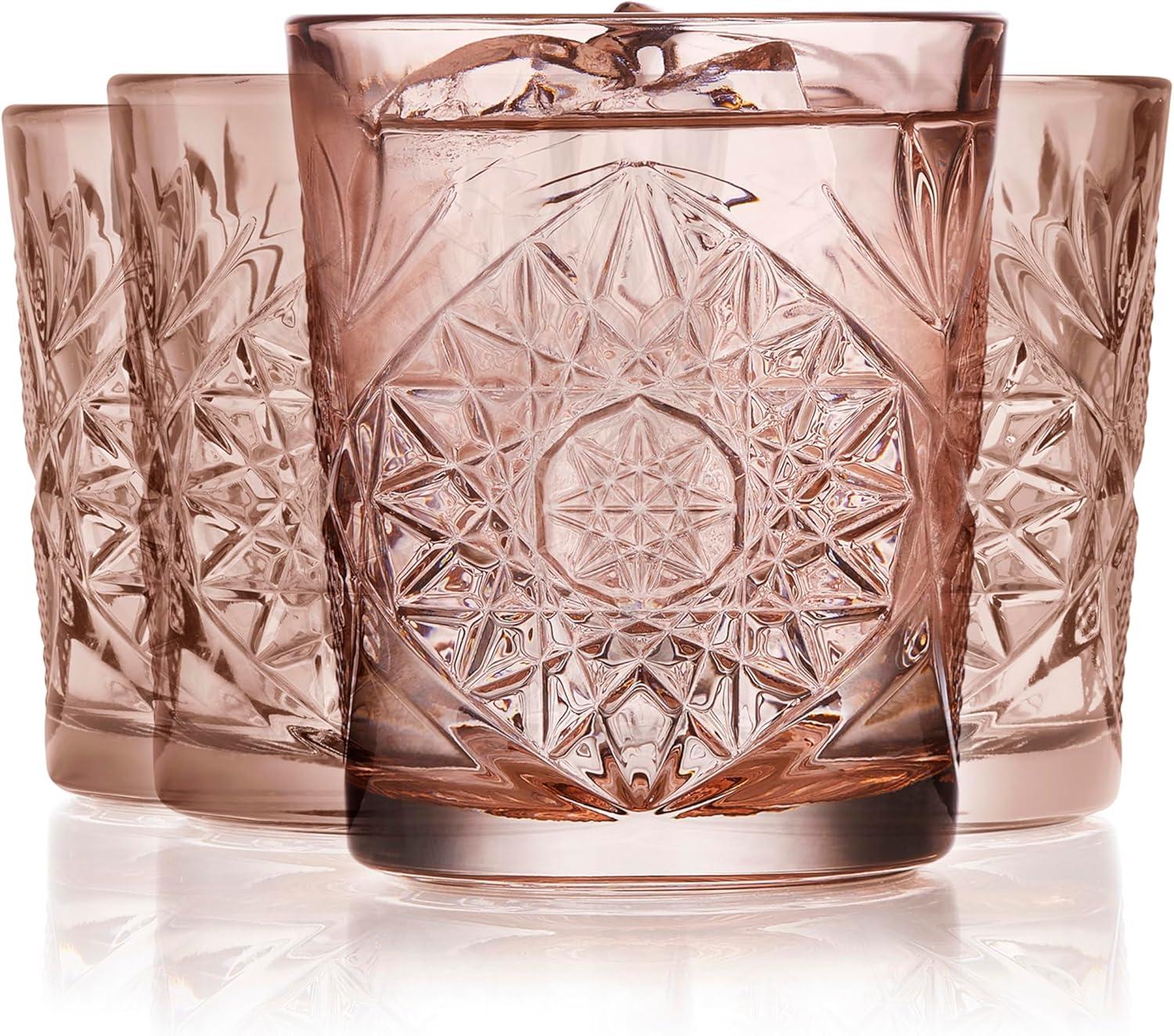 Libbey Hobstar Rose Double Old Fashioned Glasses, 12-Ounce (Set of 4)