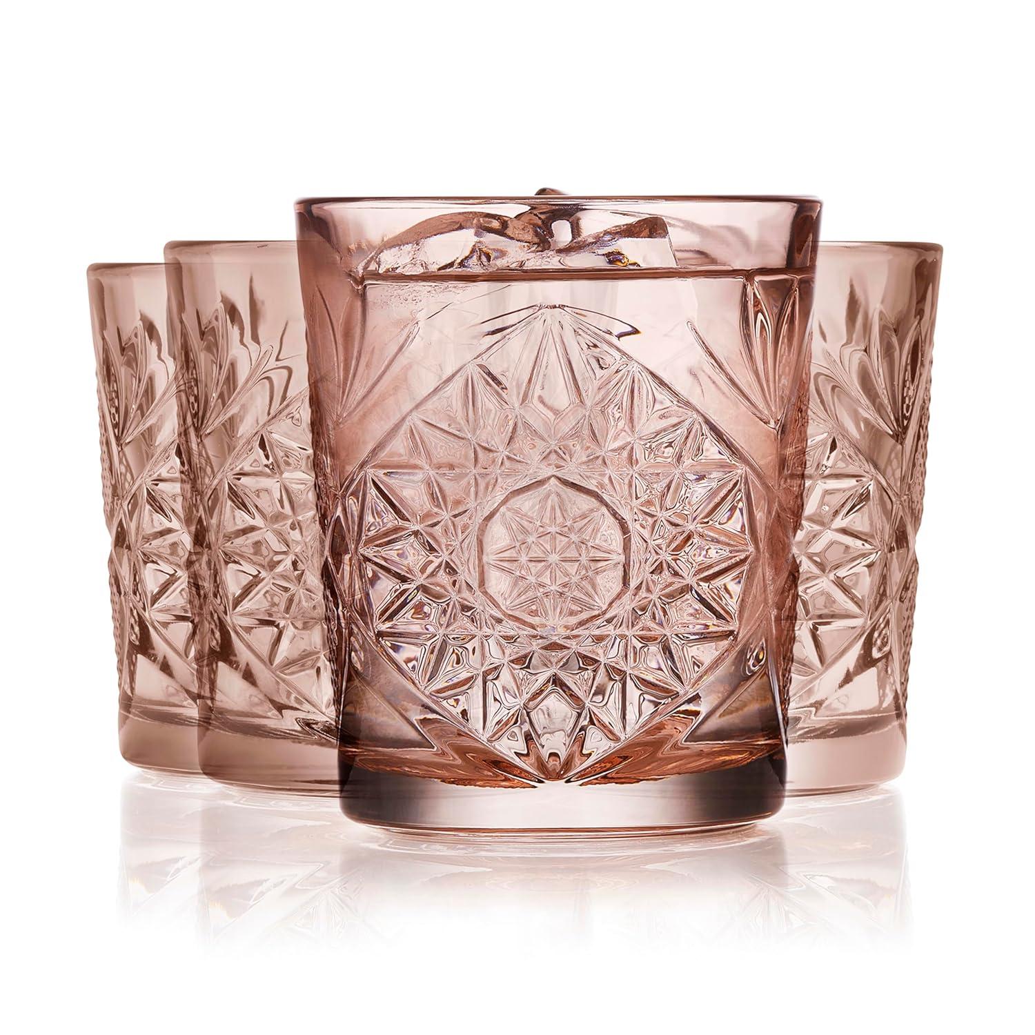 Libbey Hobstar Rose Double Old Fashioned Glasses, 12-Ounce (Set of 4)