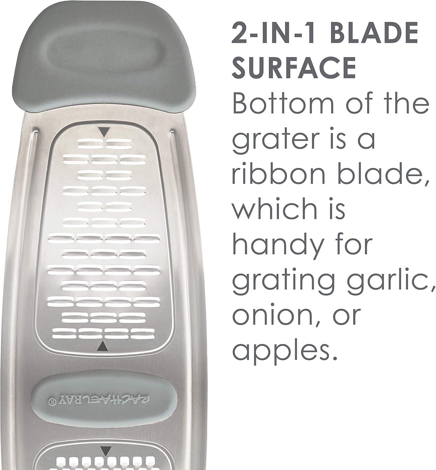 Gray Stainless Steel Multi-Grater with Silicone Handles