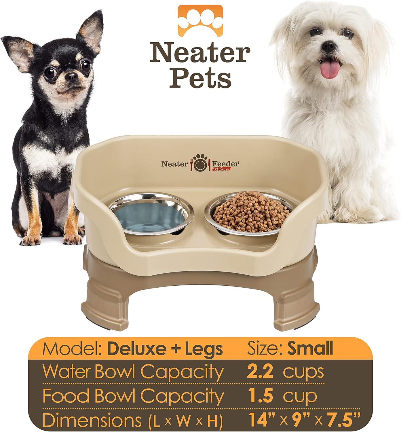 Neater Pets Neater Feeder Deluxe With Leg Extensions Mess-Proof Elevated Food & Water Bowls for Small Dogs, Cappuccino