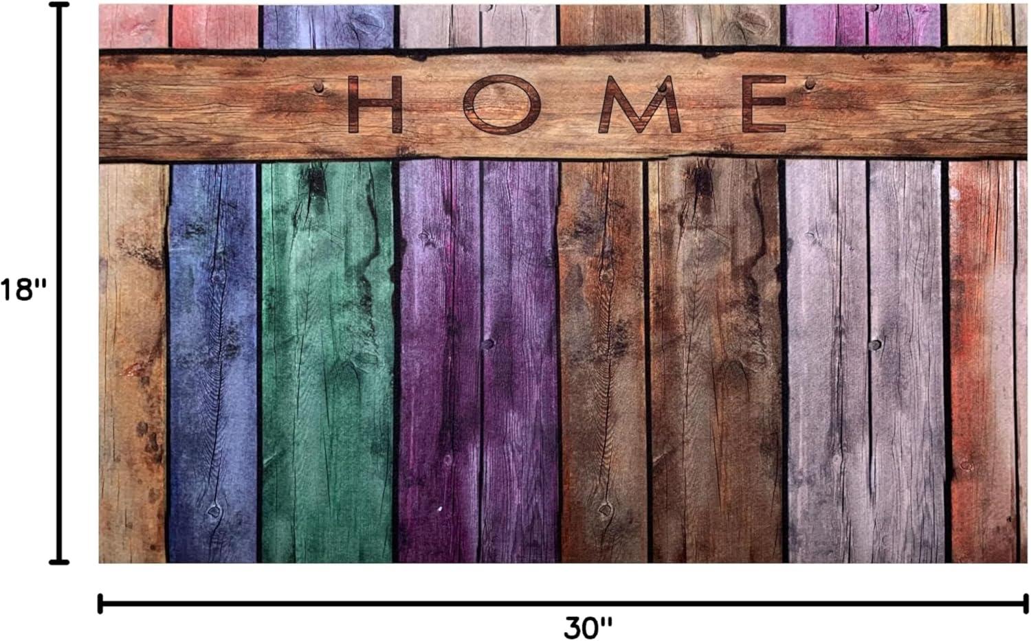 Achim Welcome Rubber Outdoor Doormat, Colorful Plank, 18" x 30"