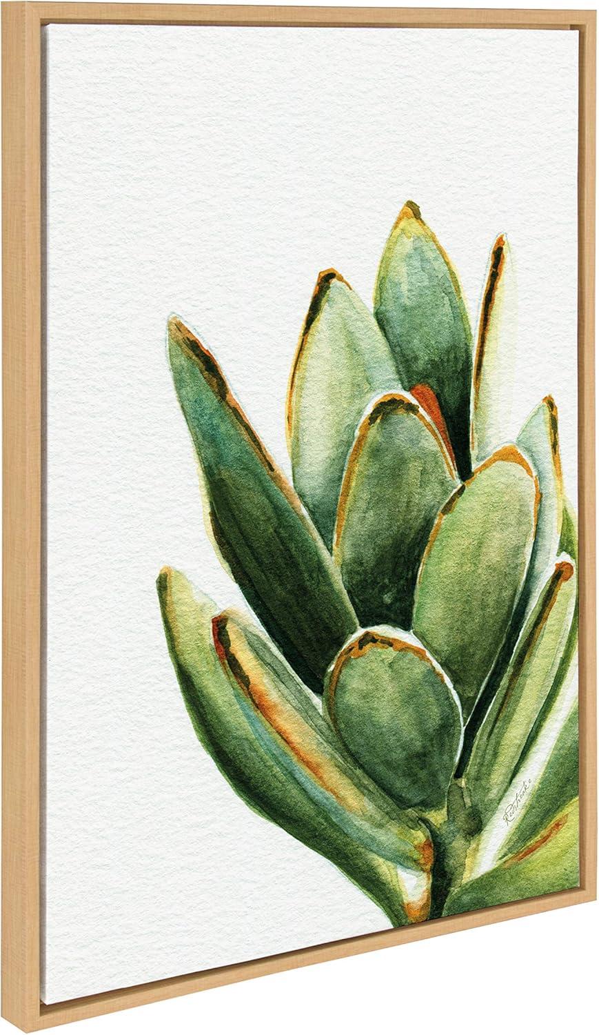 Sylvie Succulent 18 Framed Canvas By Jennifer Redstreake Geary Natural - Kate & Laurel All Things Decor