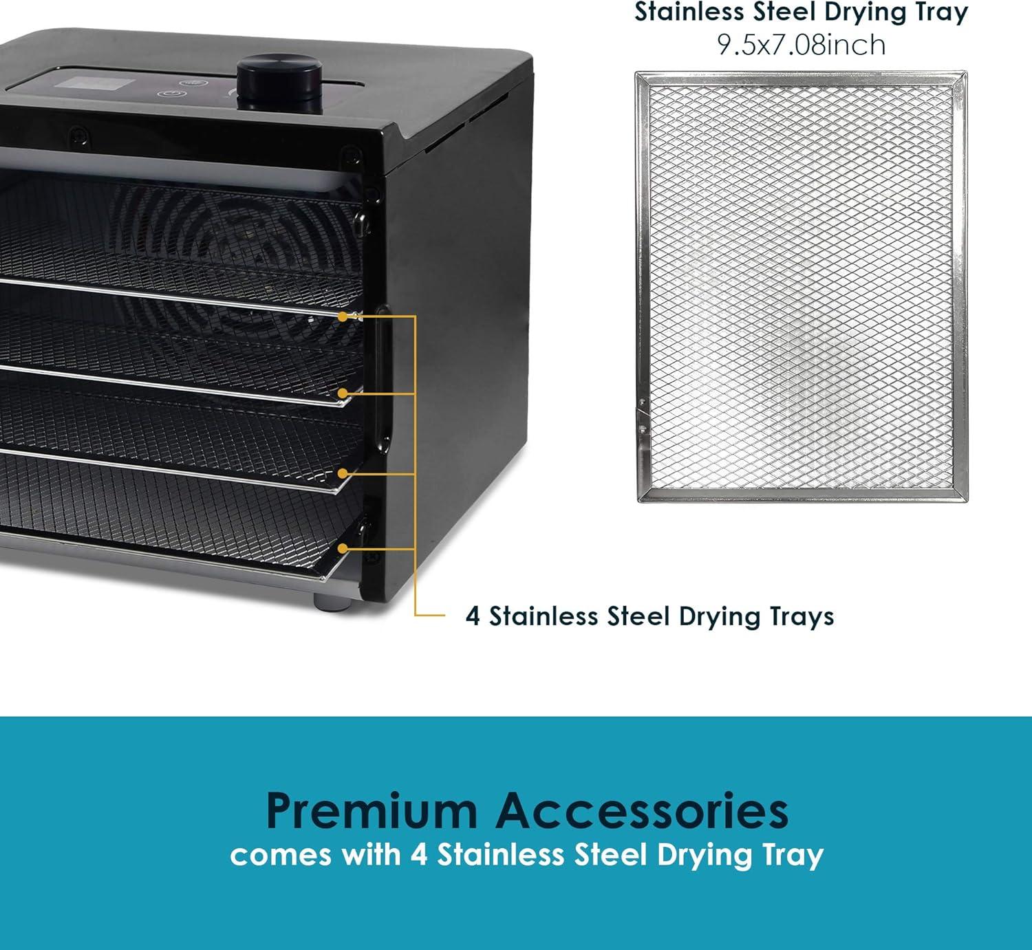 Elite Gourmet Digital Food Dehydrator with 4 Stainless Steel Trays