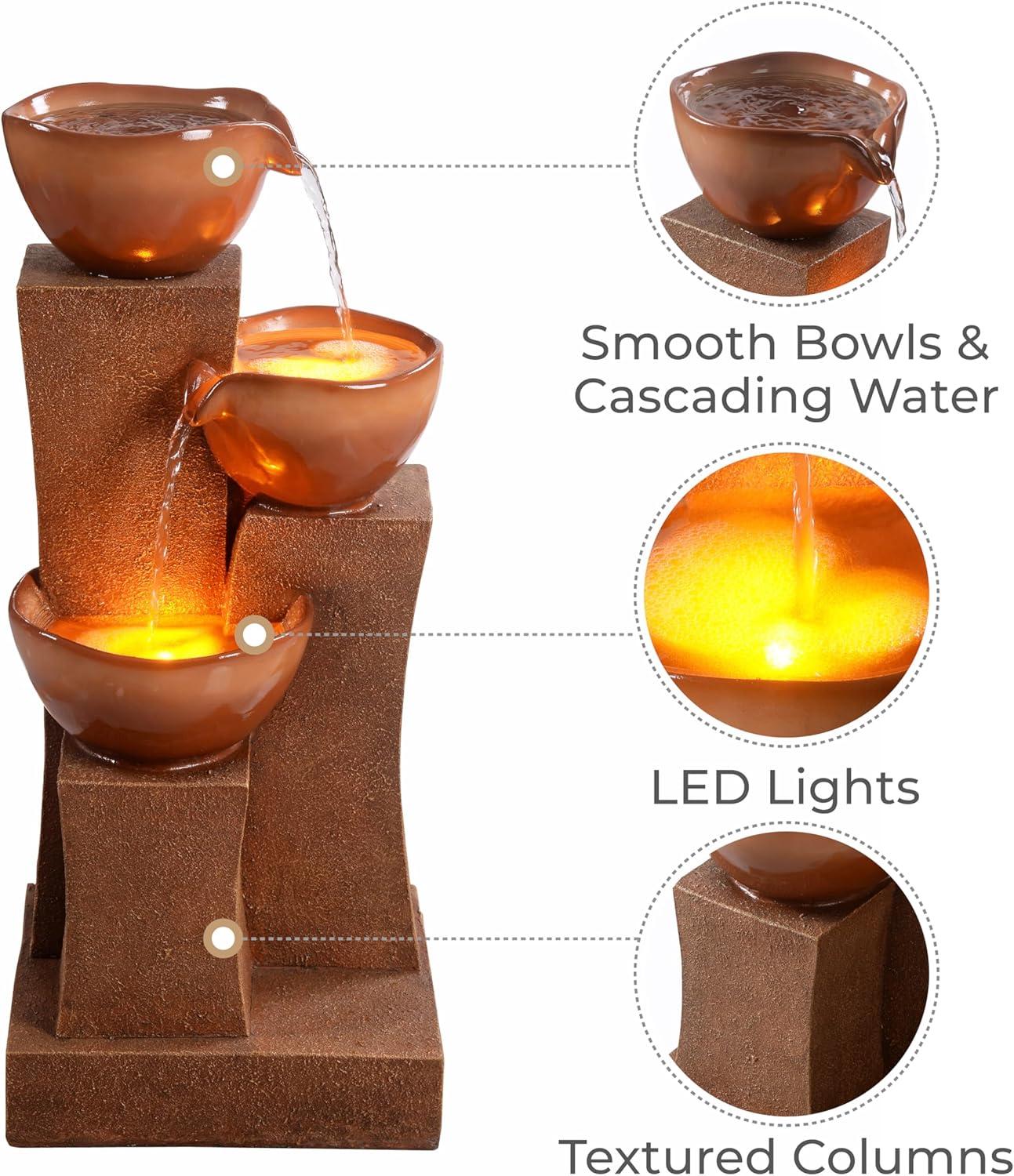 Teamson Home 28.54" Water Fountain with LED Lights, Brown