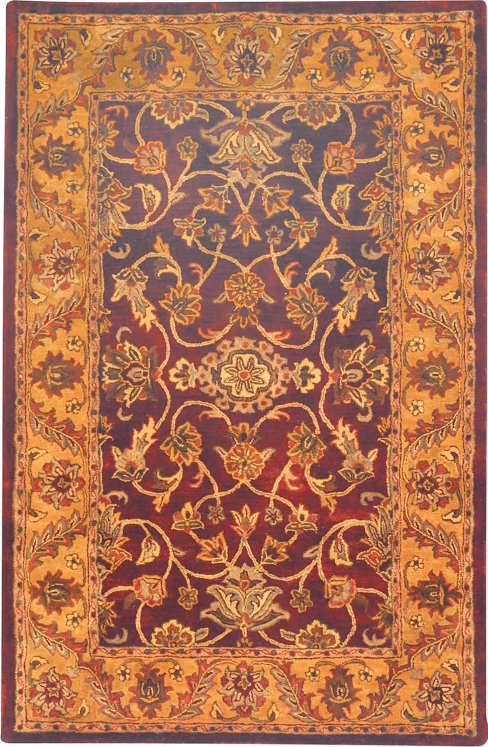 SAFAVIEH Golden Jaipur Dreda Border Wool Area Rug, Burgundy/Gold, 4' x 6'