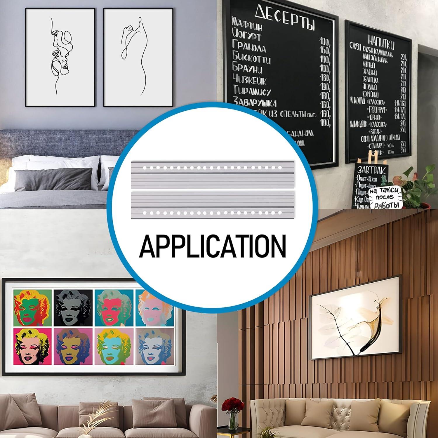 (41 inch) French Cleat Hanger Heavy Duty, 2 Pairs Aluminum Z Clips French Cleats, Interlocking Wall Mount Bracket Hardware Kit for Mirrors, Picture, Shelf, Headboard, Whiteboard, Art, Frames