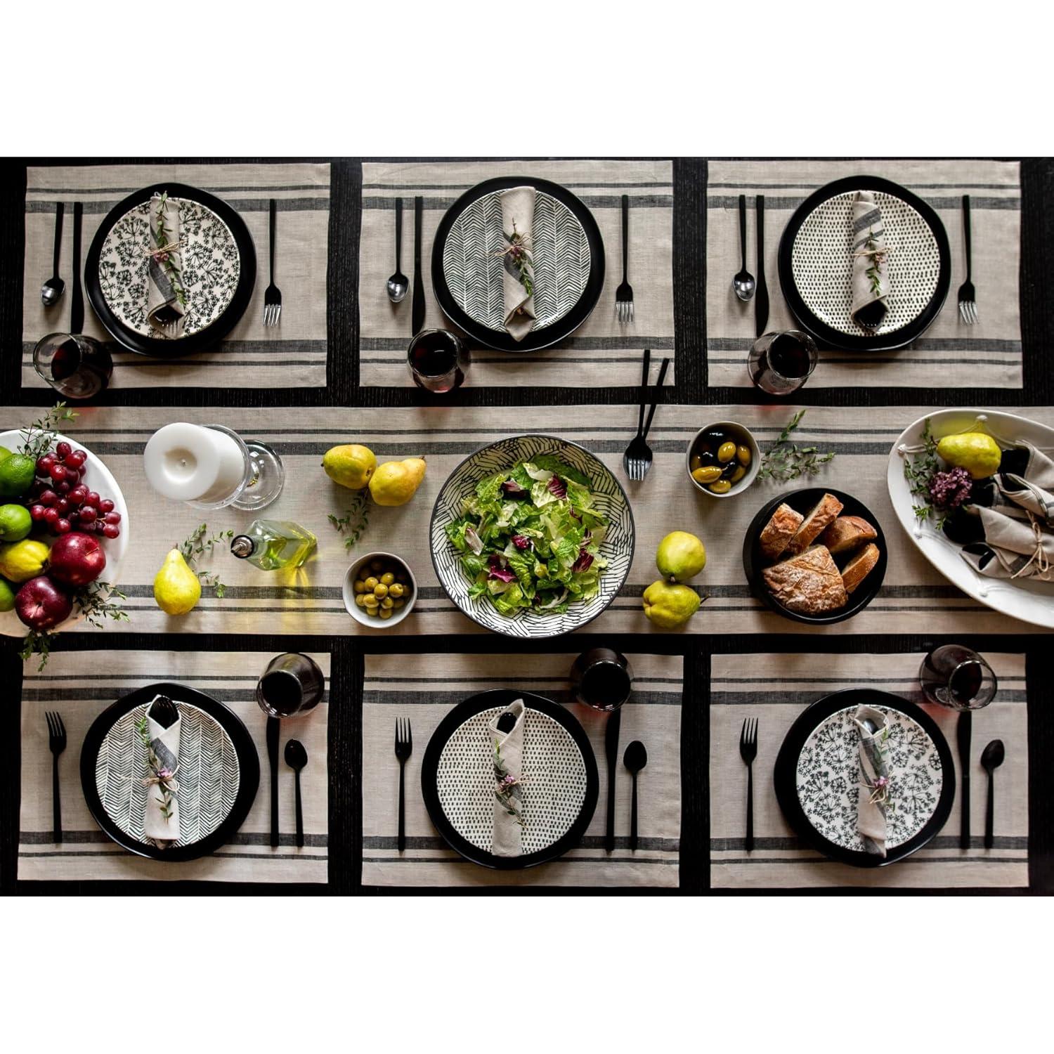 Solino Home French Stripe - 100% Pure Linen Table Runner