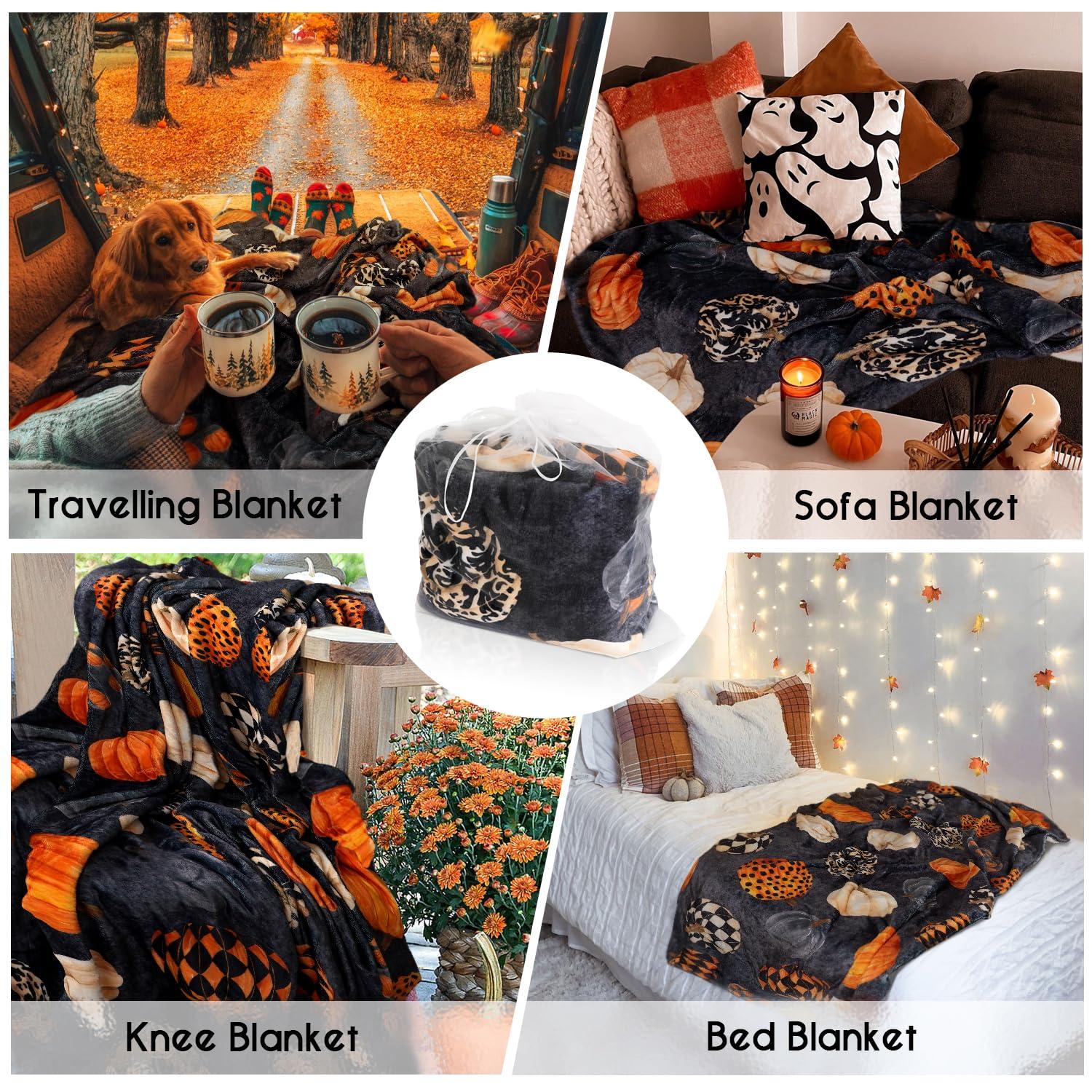 Halloween Pumpkin Blanket, Case Halloween Fleece Blanket,Halloween Pumpkin Gifts for Women,Halloween Flannel Fleece Throw Blanket for Home Living Room Couch Bed Chair or Dorm Decor 60 "x 50"