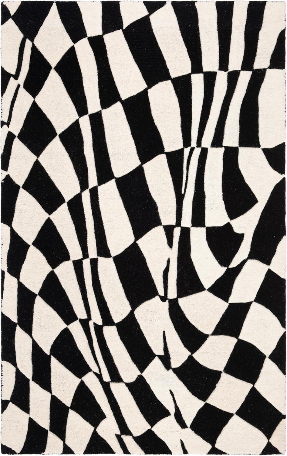 Soho SOH763 Hand Tufted Rectangle Contemporary Area Rug - Black/Ivory - 3' 6" X 5' 6" - Safavieh.