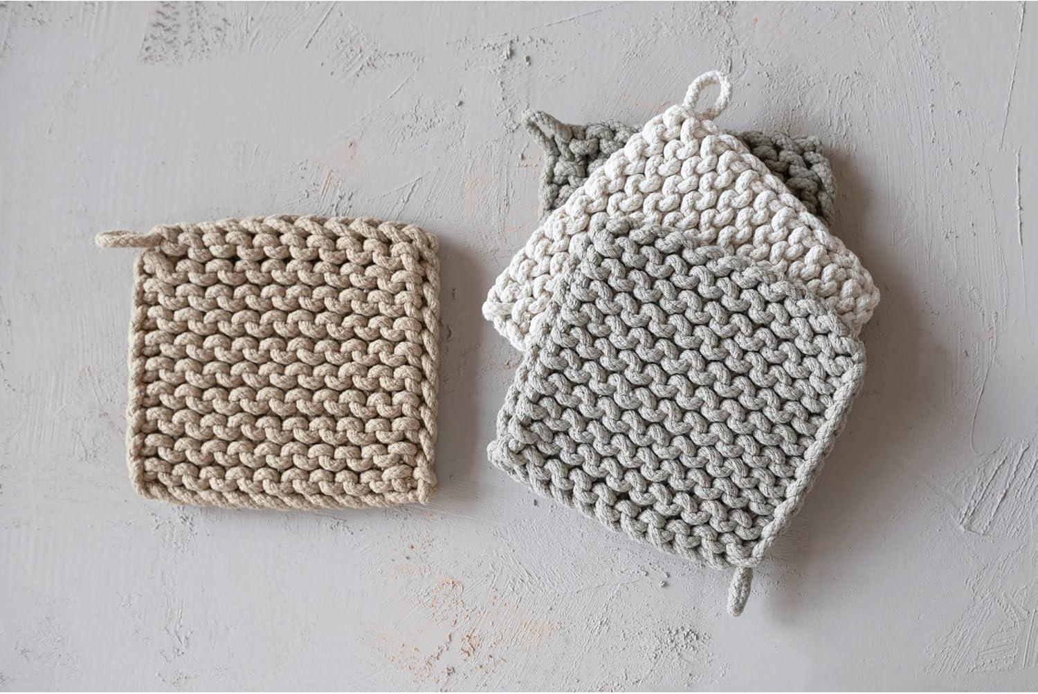 Set of 4 Multicolor Cotton Crocheted Pot Holders