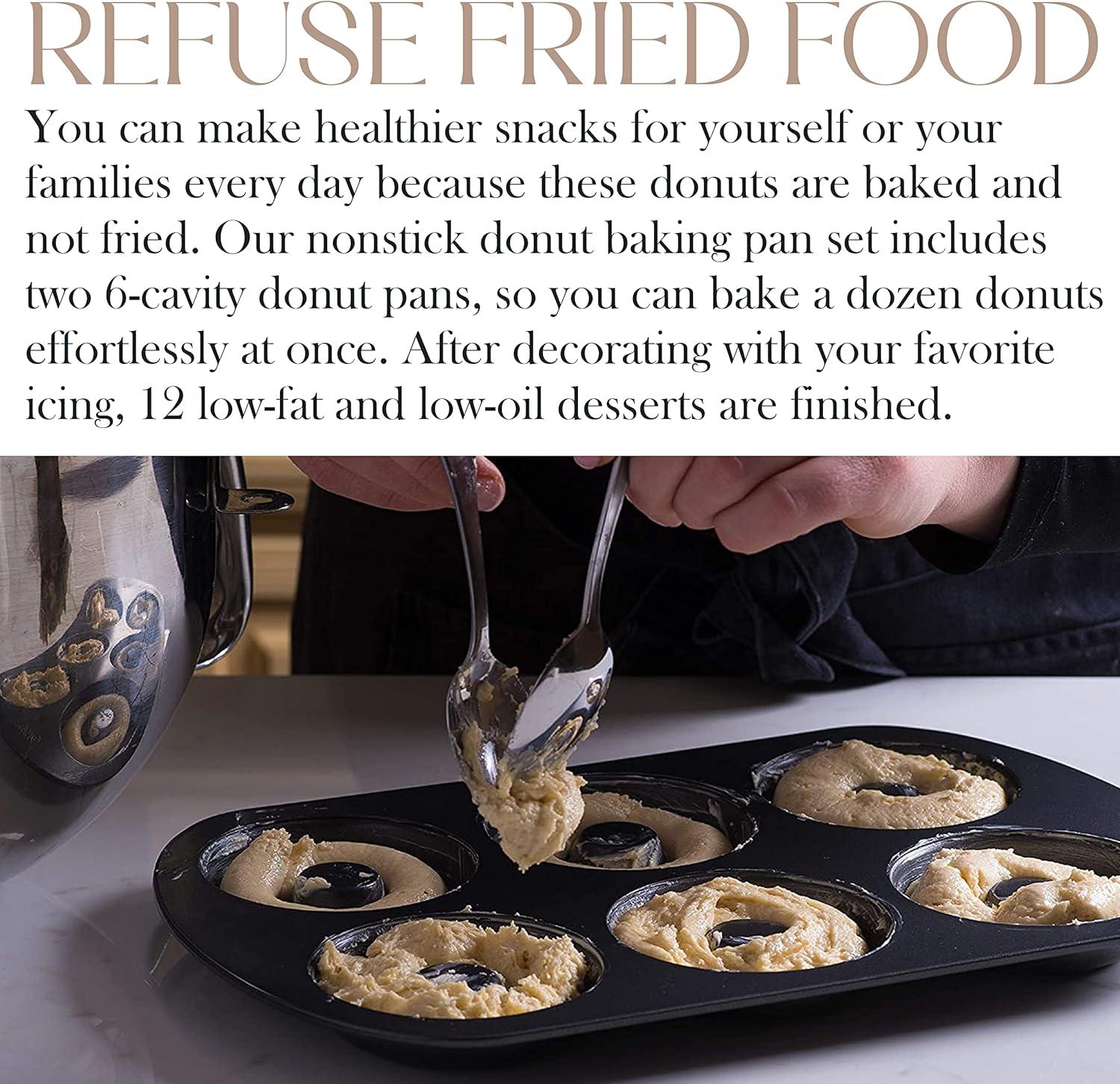 Bellemain Premiere Donut Pan for Baking Nonstick Doughnut Pan with 6-Doughnut Molds | Steel Donut Trays | Make Perfect Bagels and Cake Donuts (2)