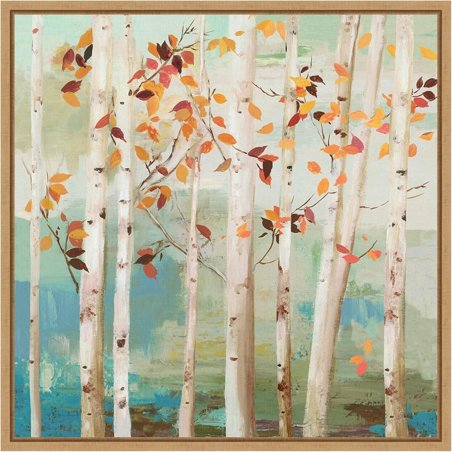 Amanti Art Fall Birch Trees by Allison Pearce Canvas Wall Art Print Framed 16 x 16-in.