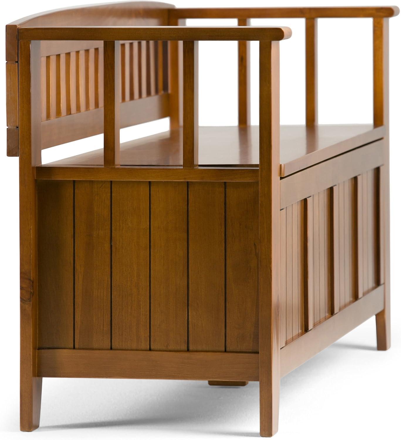 Acadian Light Avalon Brown Solid Wood Transitional Storage Bench