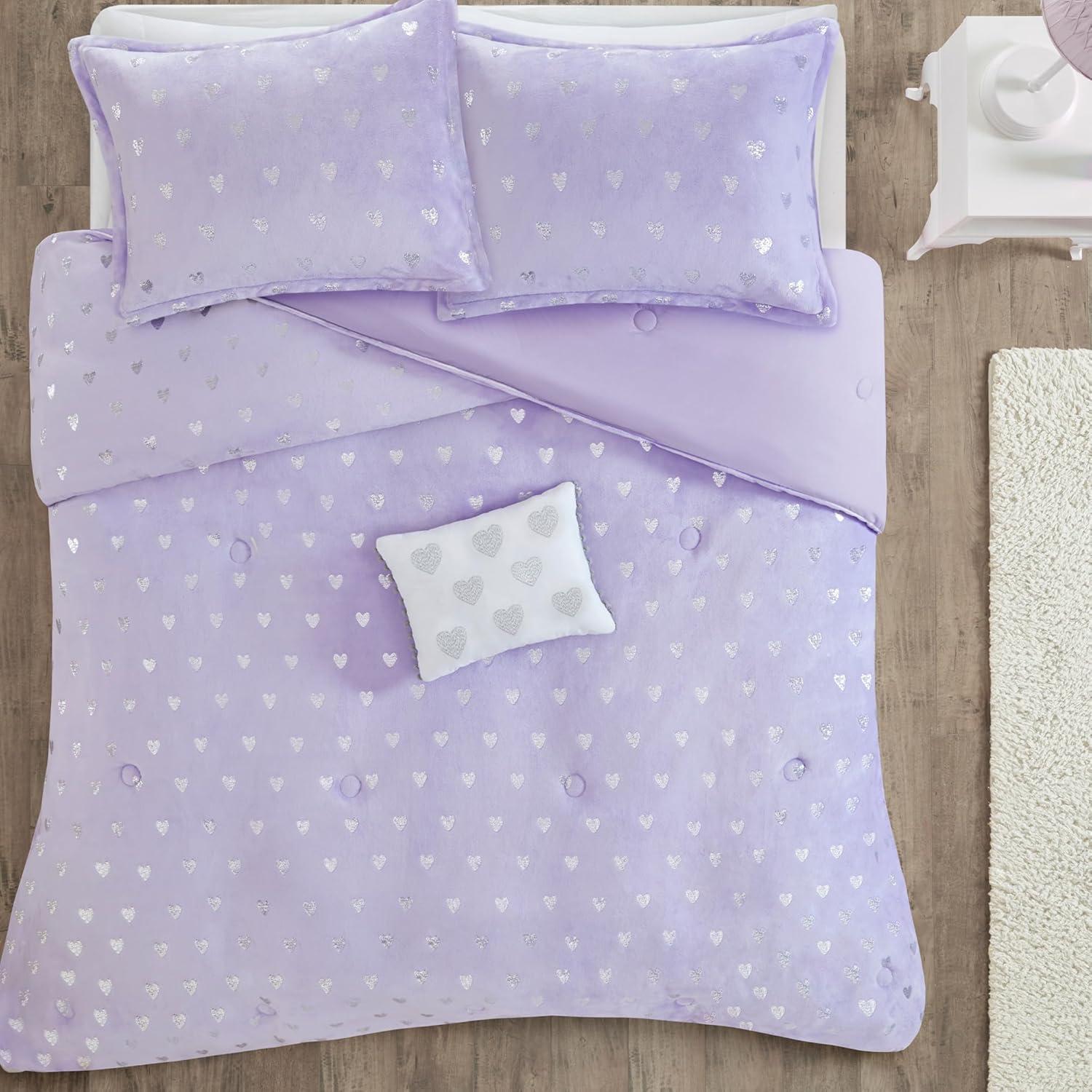 Twin Purple and Silver Microfiber Comforter Set