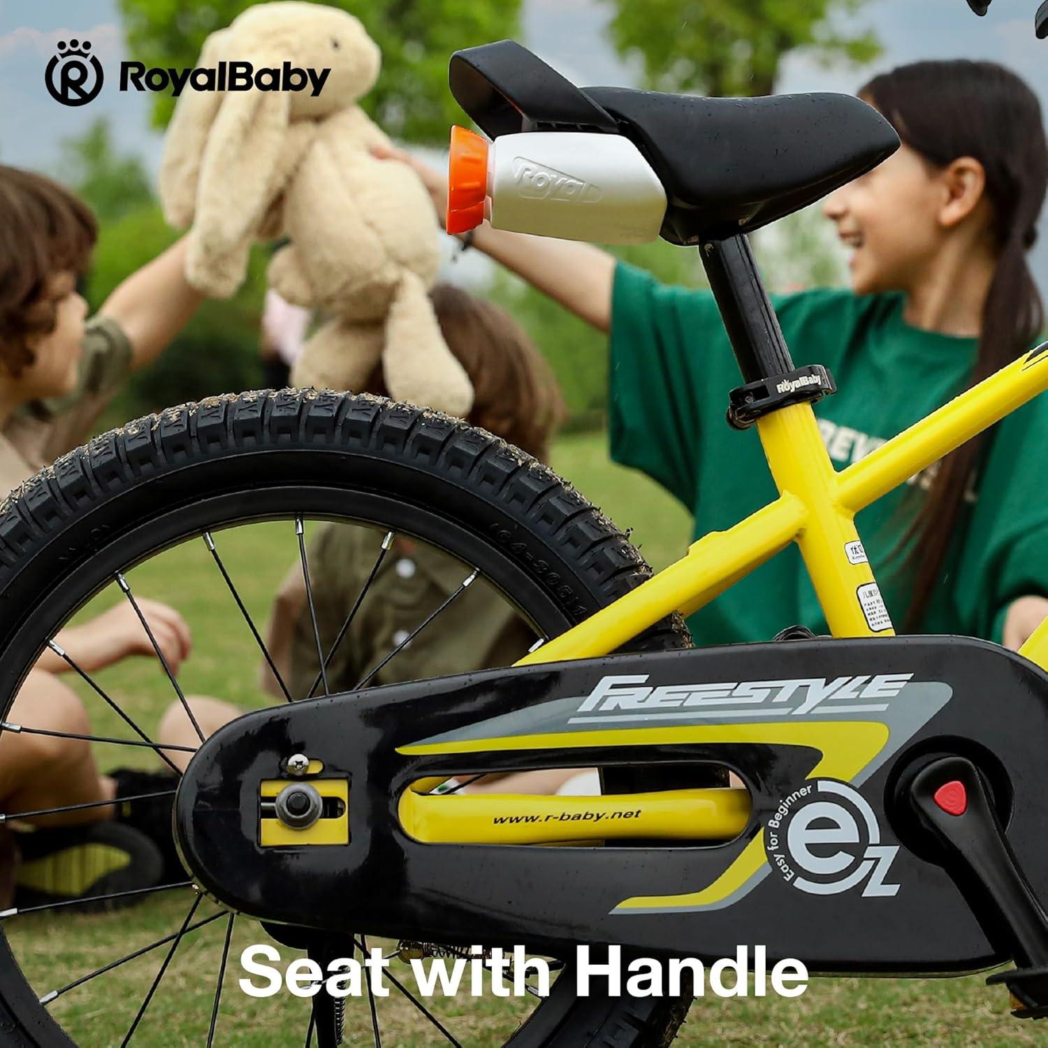 RoyalBaby Freestyle 18 Inch Kids Bike with Kickstand, Water Bottle and Holder, and Reflectors for Boys and Girls Ages 5 to 9, Orange