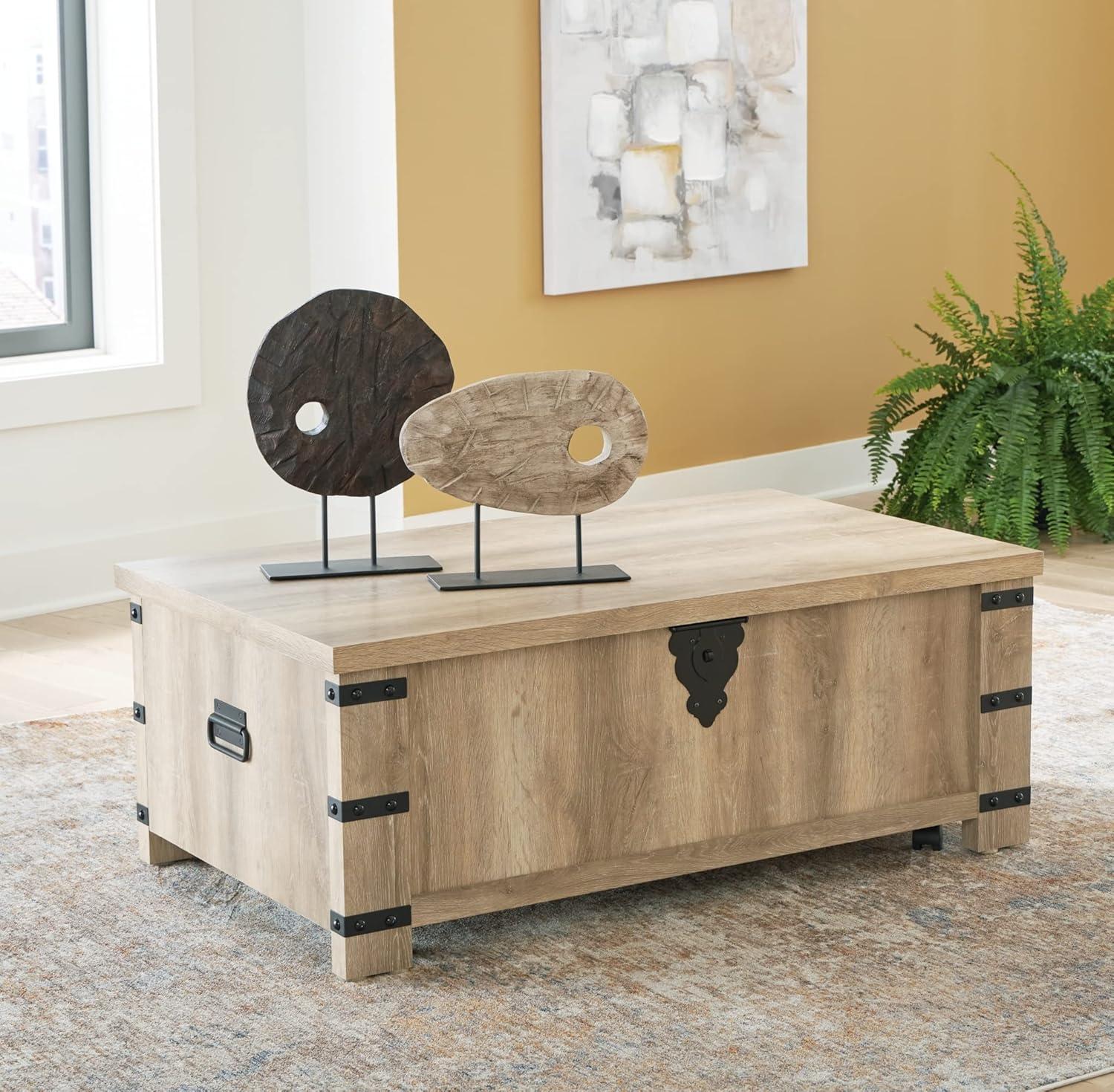 Signature Design by Ashley Casual Calaboro Lift-Top Coffee Table, Light Brown