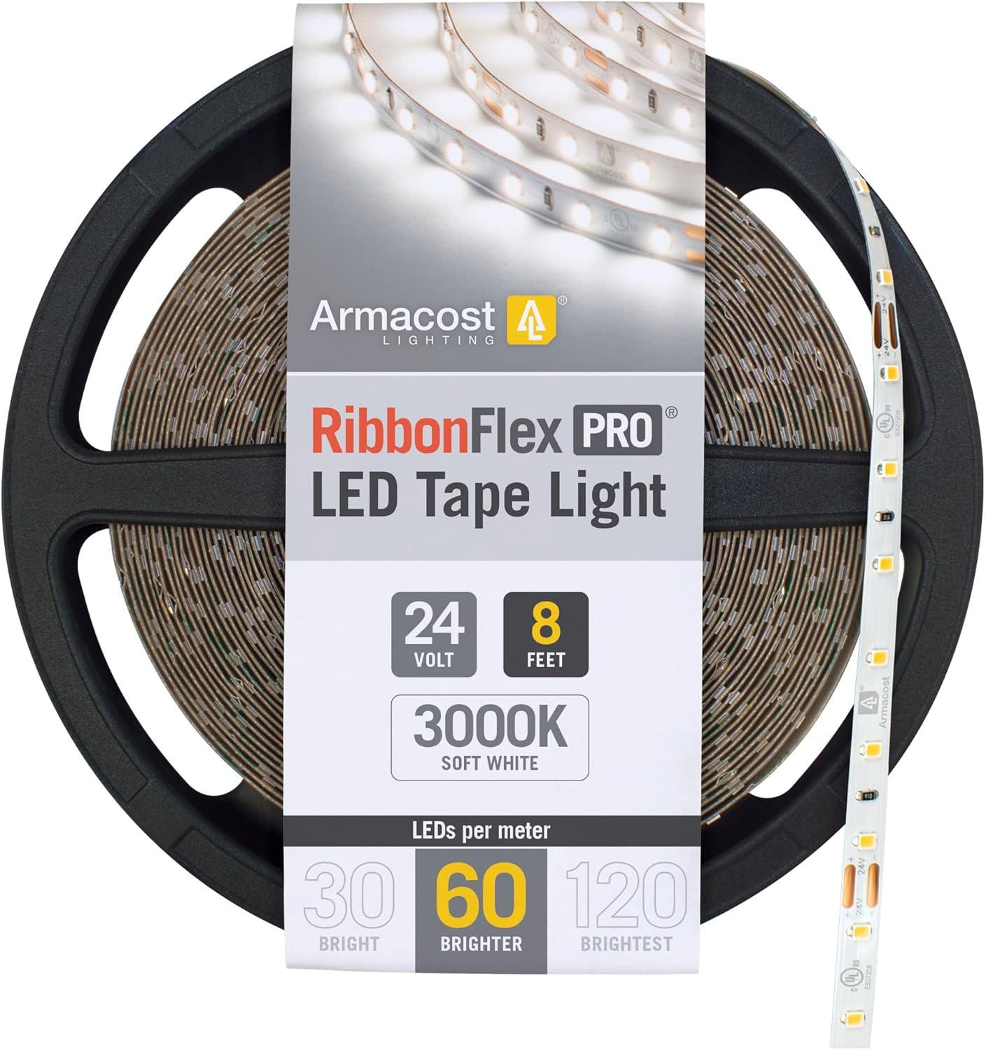 Armacost Lighting RibbonFlex Pro, 24V, 3000K, 60LEDs/M, IP20, 2.5M Under Cabinet Strip Light 145210