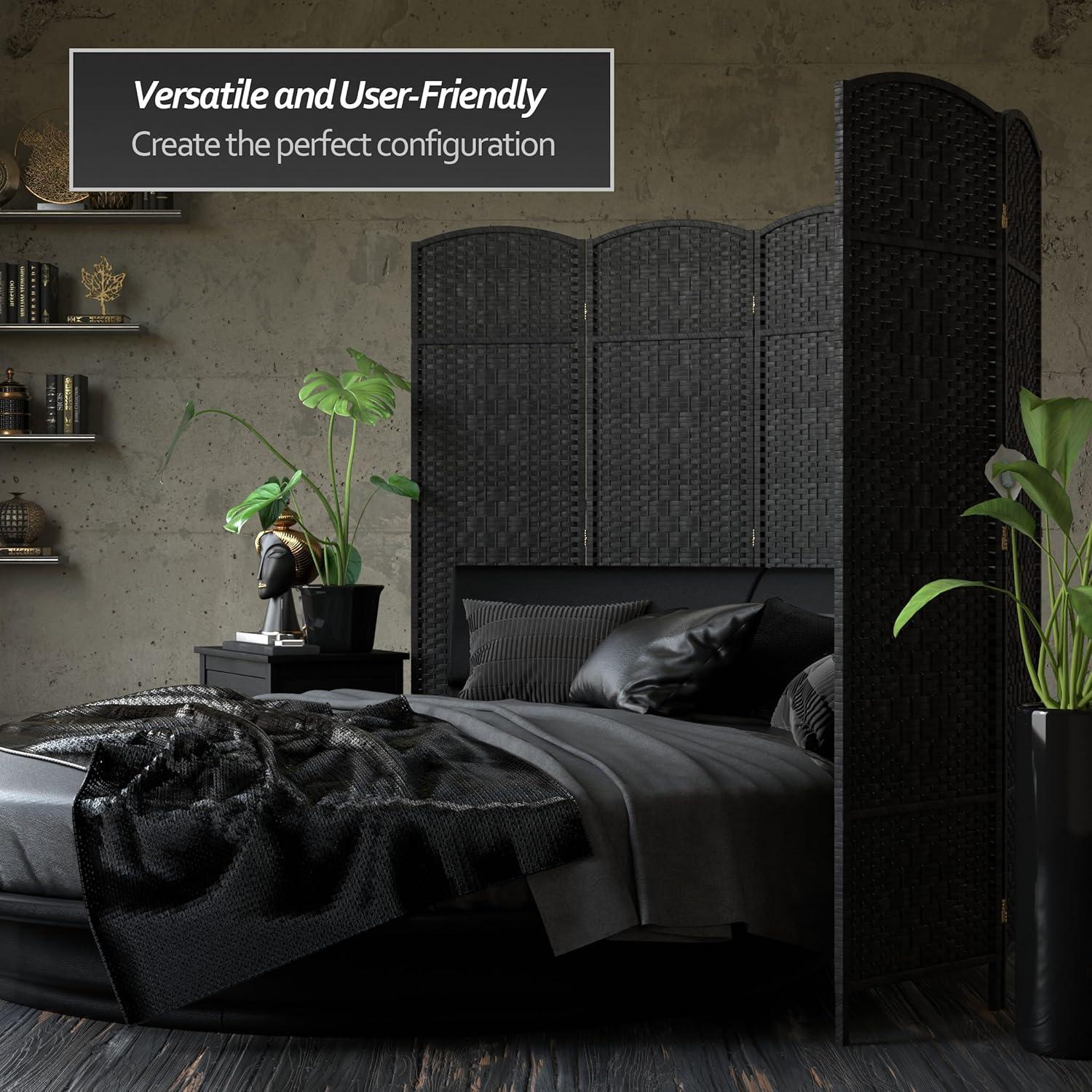 Oriental Furniture 6 ft. Tall Diamond Weave Room Divider - Natural - 3 Panel