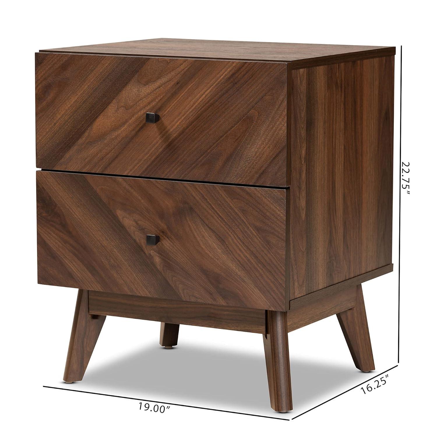 George Oliver Wisp Dark Brown Finish 2-Drawer Nightstand With Wooden Knob, 22.49" H X 18.78" W X 16.03" D