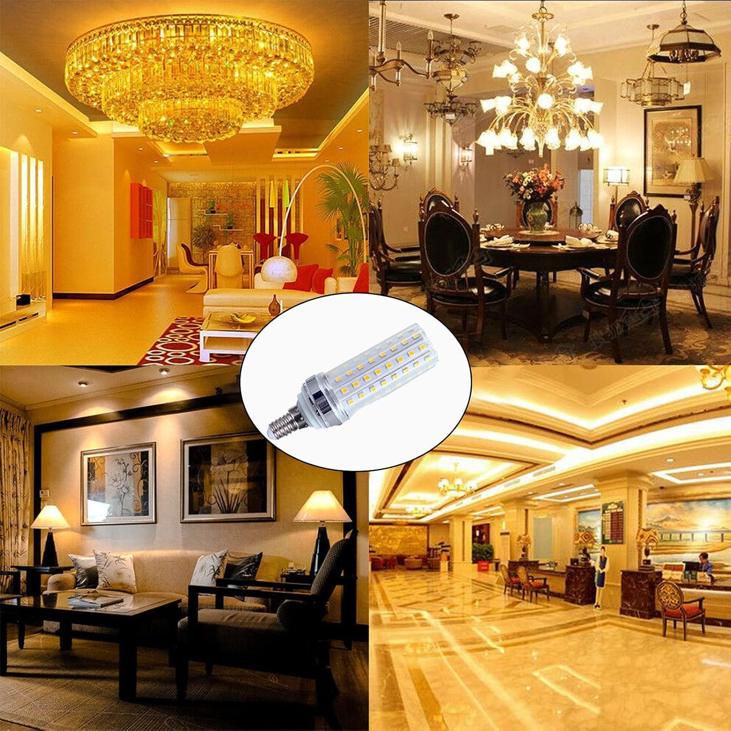 E12 LED Bulbs 20W LED Corn Light Bulb 180W Equivalent Warm White 3000K E12 Candelabra Base Decorative LED Chandelier Bulbs 2000LM for Pendant Home Lighting, Not Dimmable, AC85-265V(4 Pack)