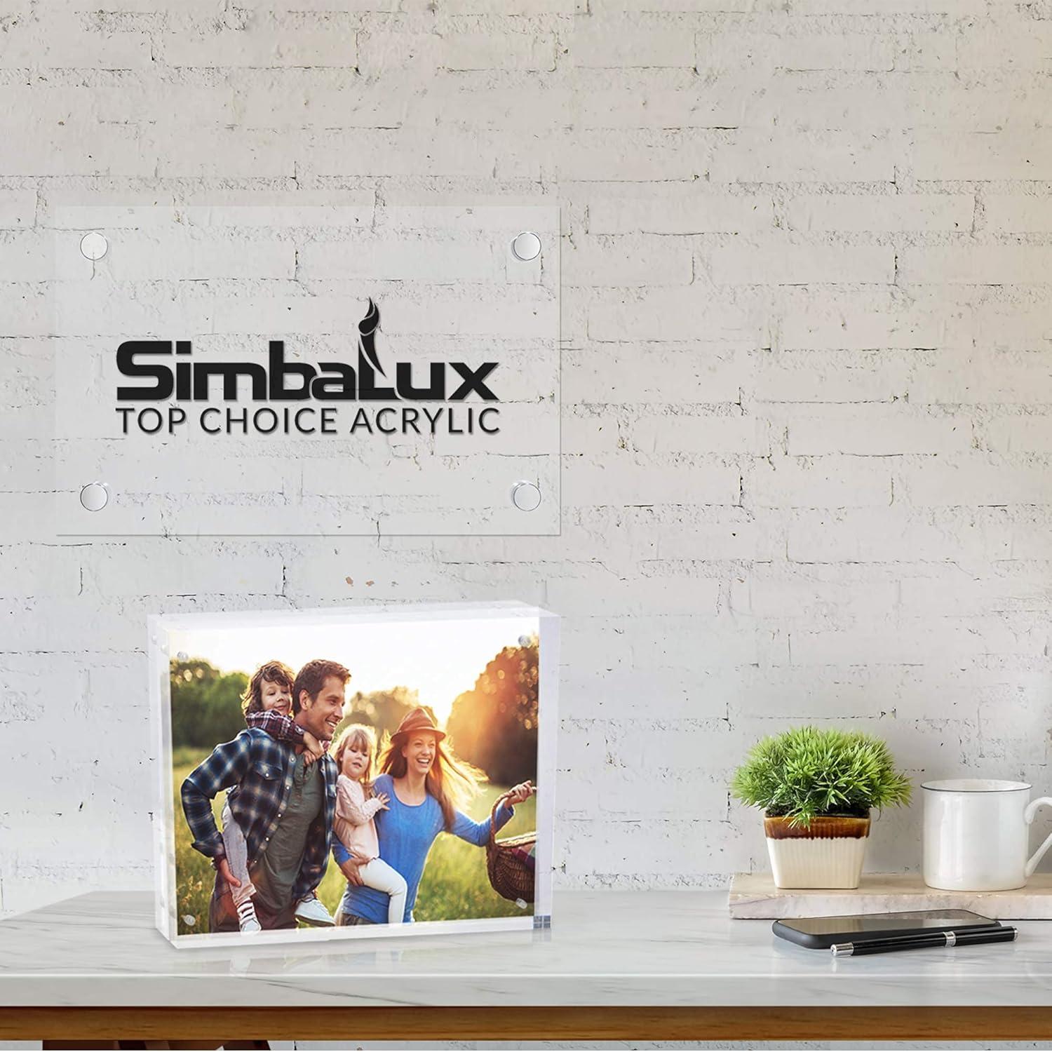 SimbaLux Magnetic Acrylic Photo Frame 8 in x 10 in Free-Standing Clear Desktop Floating Display with UV Protection