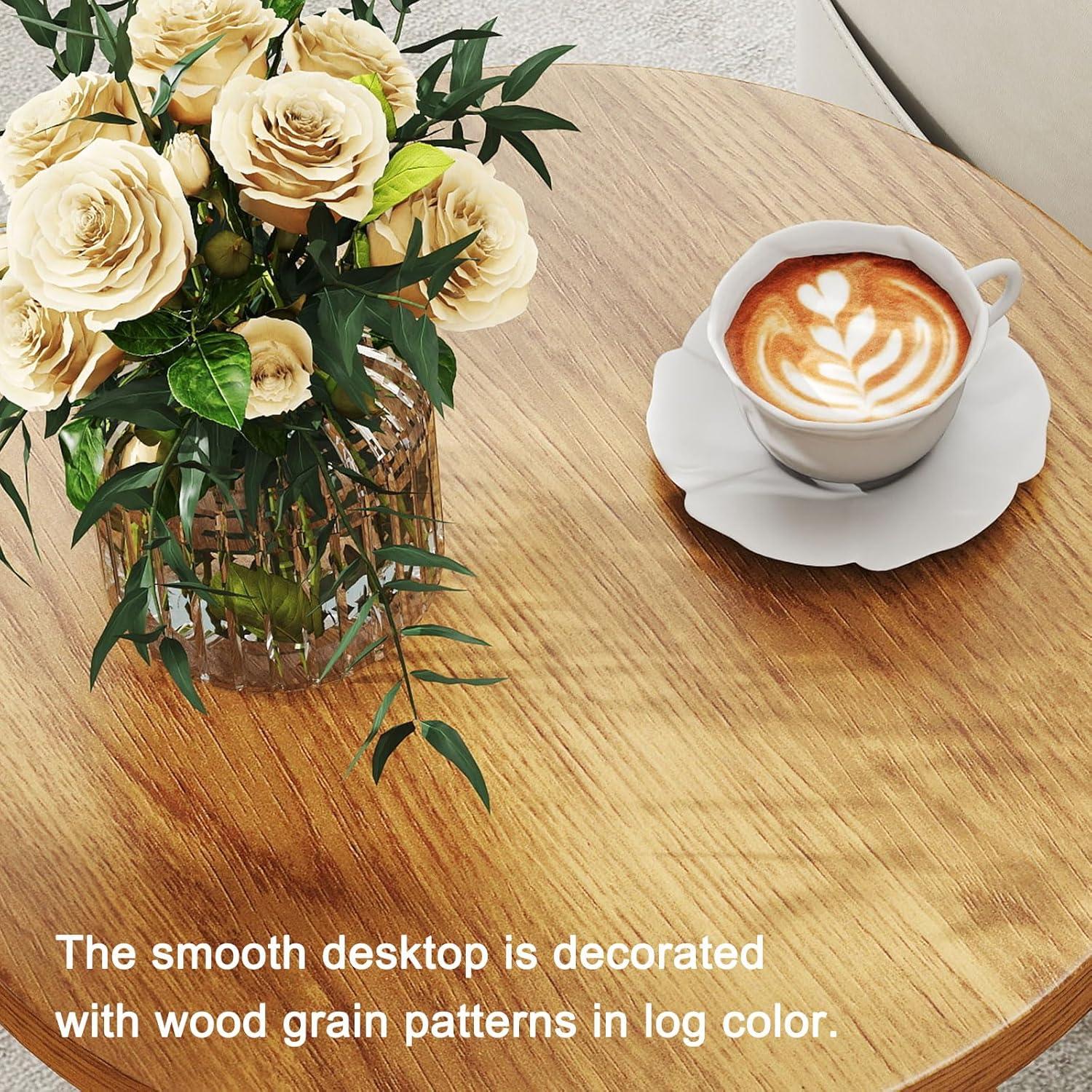 Kinbor Accent Wood Farmhouse End Table Side Tables Nightstand Natural Tray Top and Legs, White