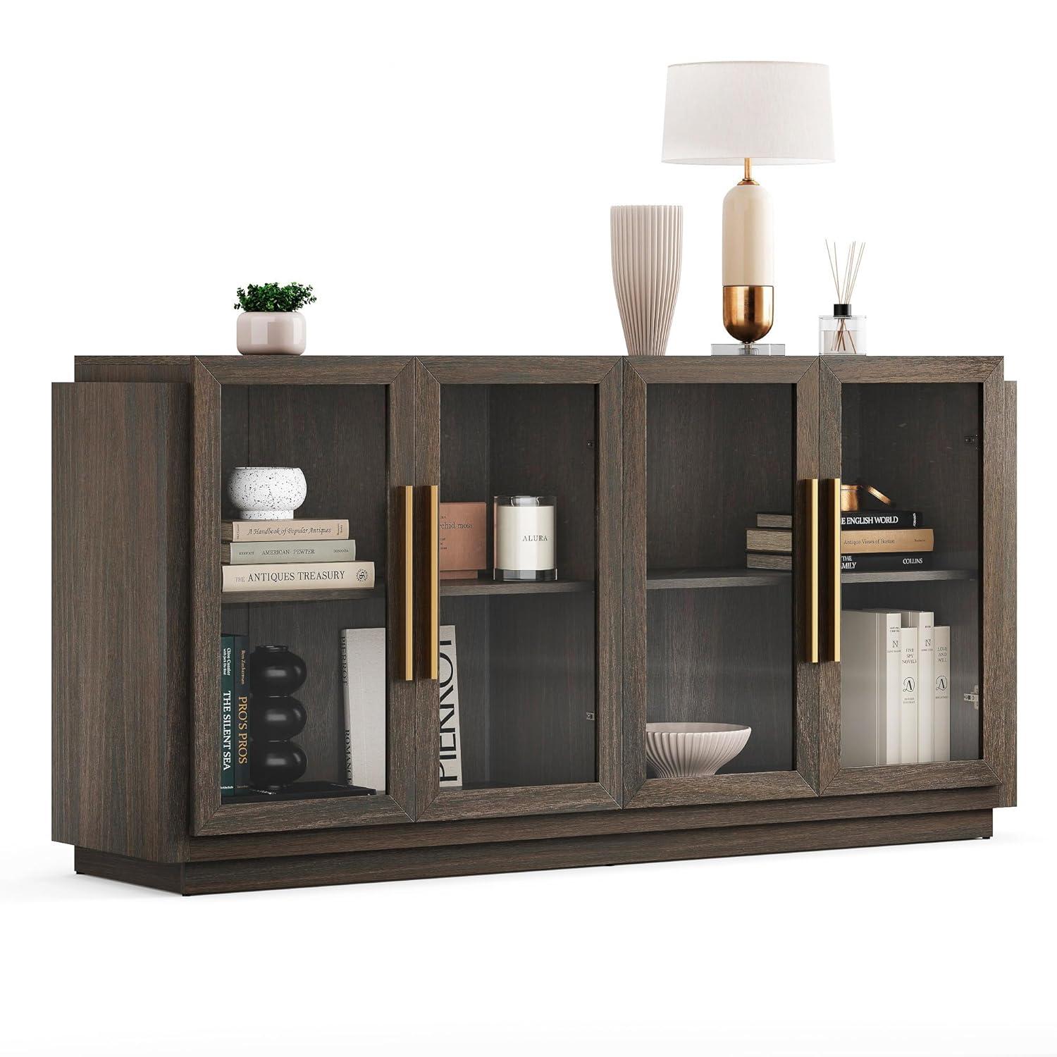 NEUTRALPOSTURE Sideboard Buffet Cabinet, Modern Wood Glass-Buffet-Sideboard With Storage, Console Table For Kitchen, Dining Room, Living Room, Hallway, Or Entrance - Brixston