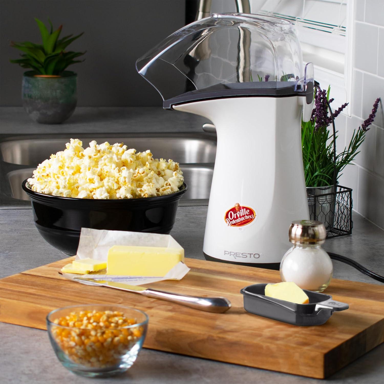 White and Black Hot Air Popcorn Maker with Measuring Cup