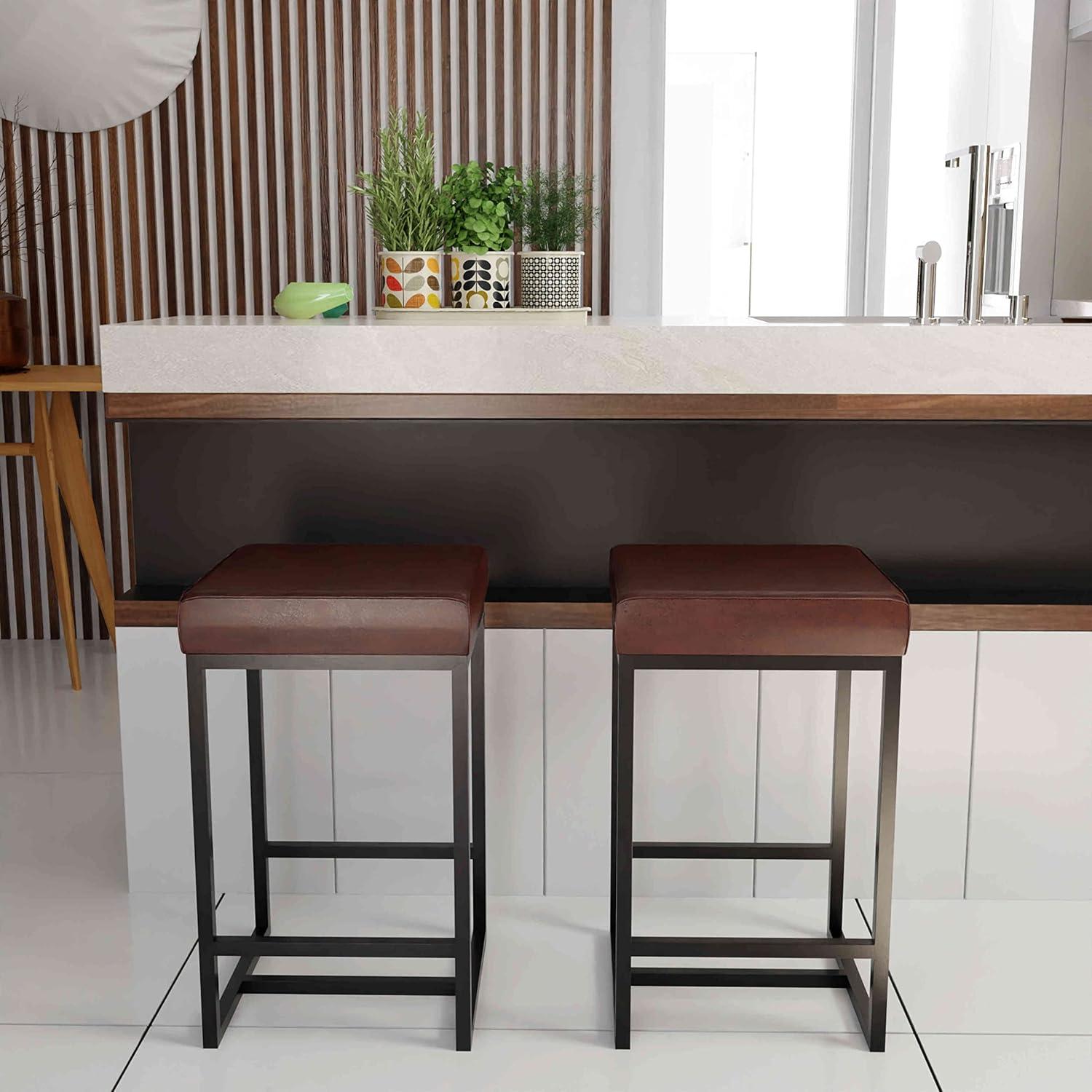 Beija Upholstered Counter Stool with Metal Frame