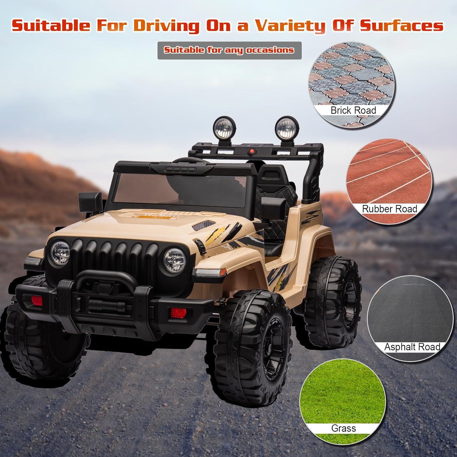 DEARAUTO DearAuto 24v Kids Ride On Car With Eva Tires, 4x75w Motors, Four Wheel Suspension, 3 Adjustable Speed, Mp3, Bluetooth,powered Ride On Truck For Kids
