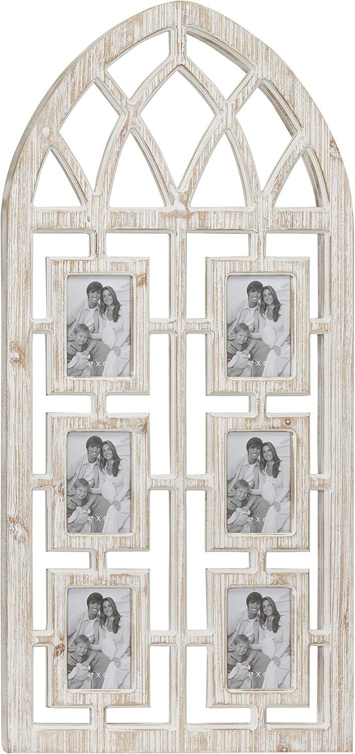 Whitewashed Vintage Cathedral Arch Wood Photo Frame 19" x 41"