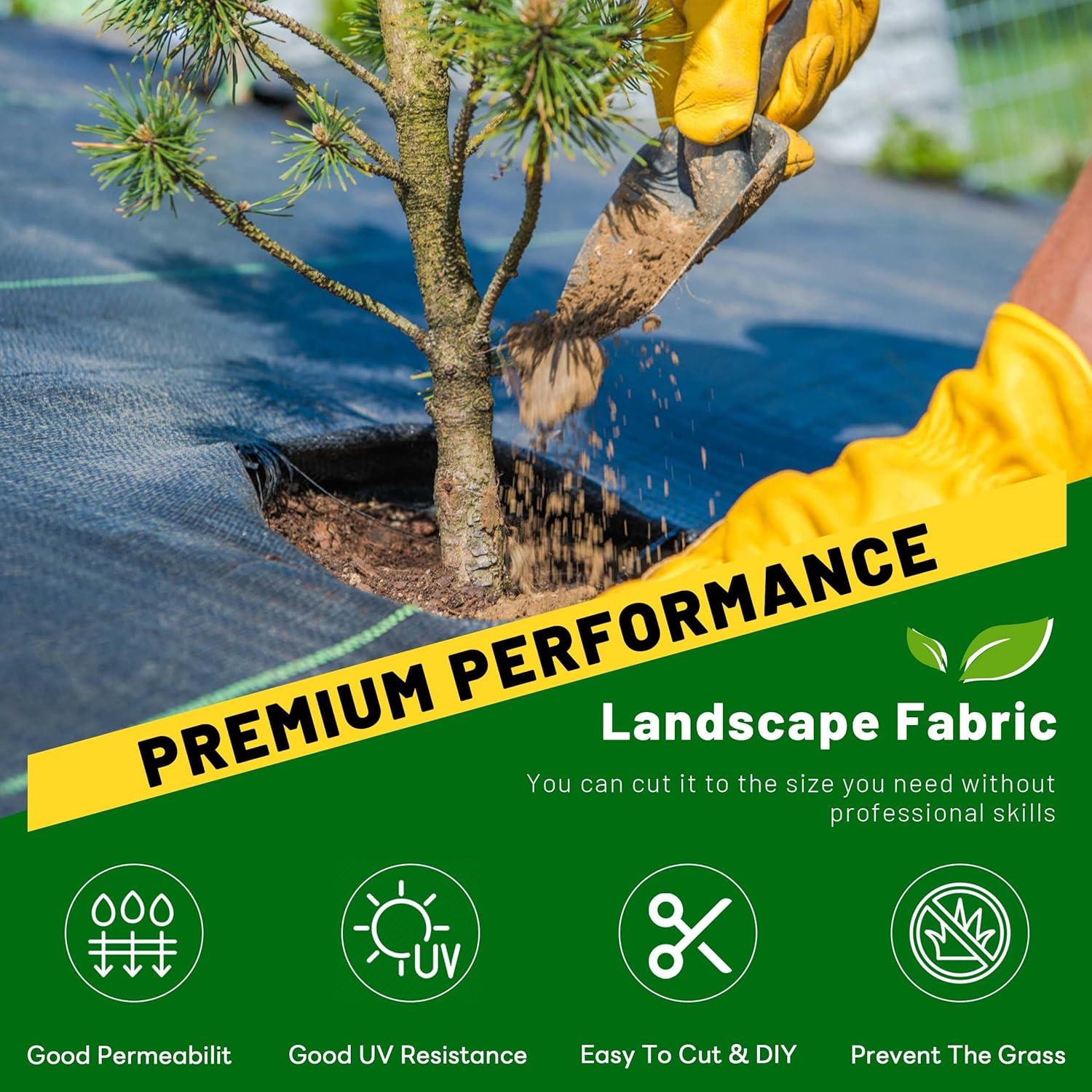 4ft x 100ft Weed Barrier Landscape Fabric Heavy Duty Premium Weed Control Fabric Durable & Eco-Friendly Weed Block Gardening Mat Landscaping Fabric