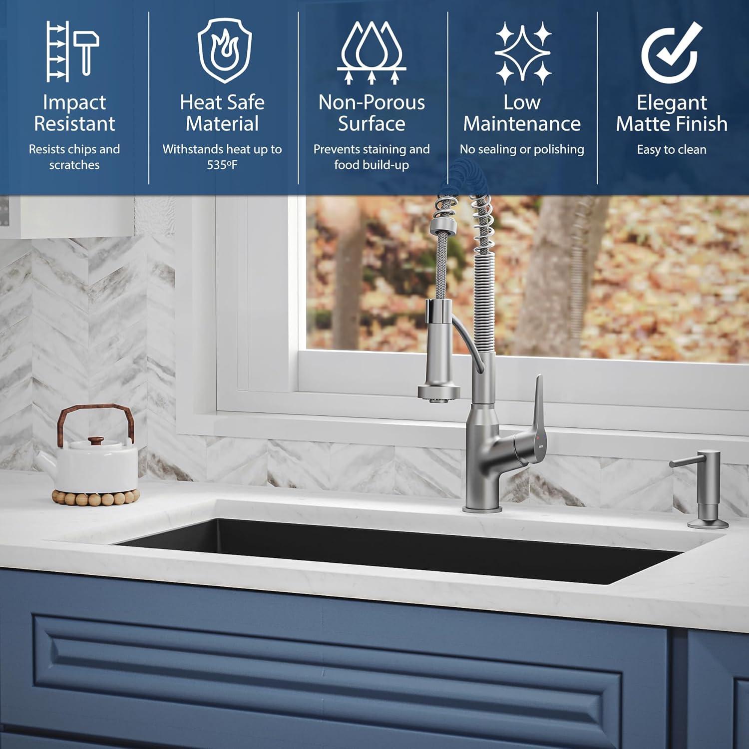 Karran Undermount Quartz Composite 31-3/4'' X 19-1/4'' Single Bowl Kitchen Sink