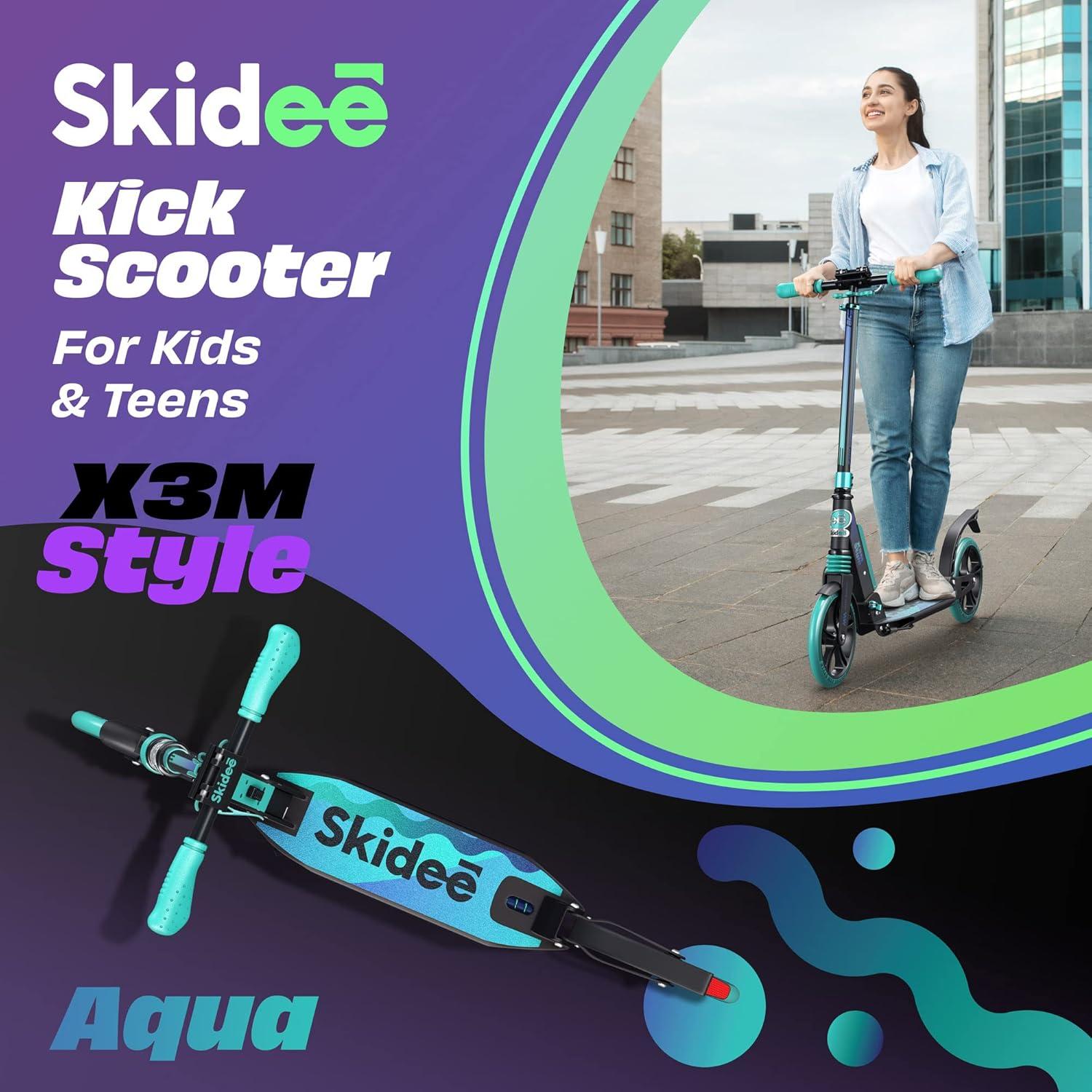 Skidee Scooter for Kids, Teens, Adults, 4 Adjustment Levels, Handlebar Up to 41 Inches, Red
