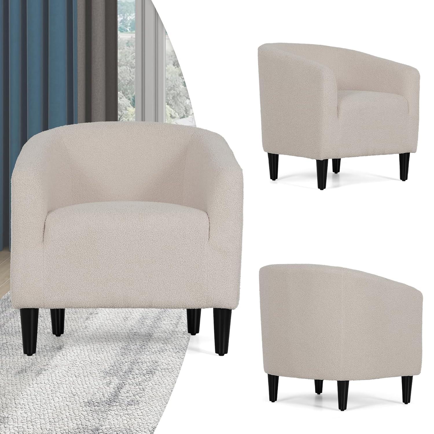 Latitude Run® Hasting Upholstered Barrel Shaped Accent Chair Stylish Home Office Sofa Chair with comfy Seat and Backrest Perfect for Living Room Bedroom