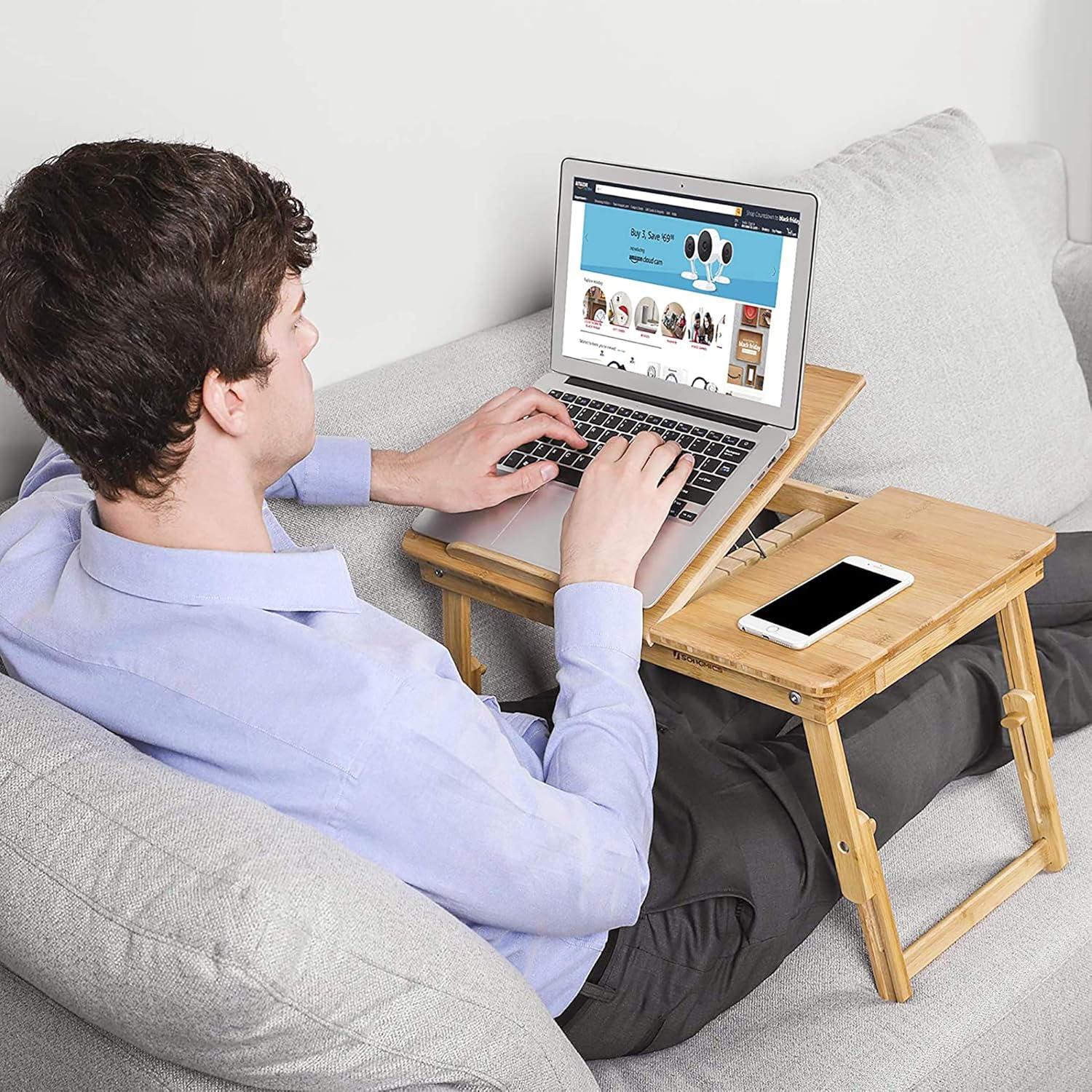Bamboo Foldable Lap Desks for Laptop, Portable Bed Tray Table, Working,Snack Tray Breakfast Tray Bed Table Drawing Table