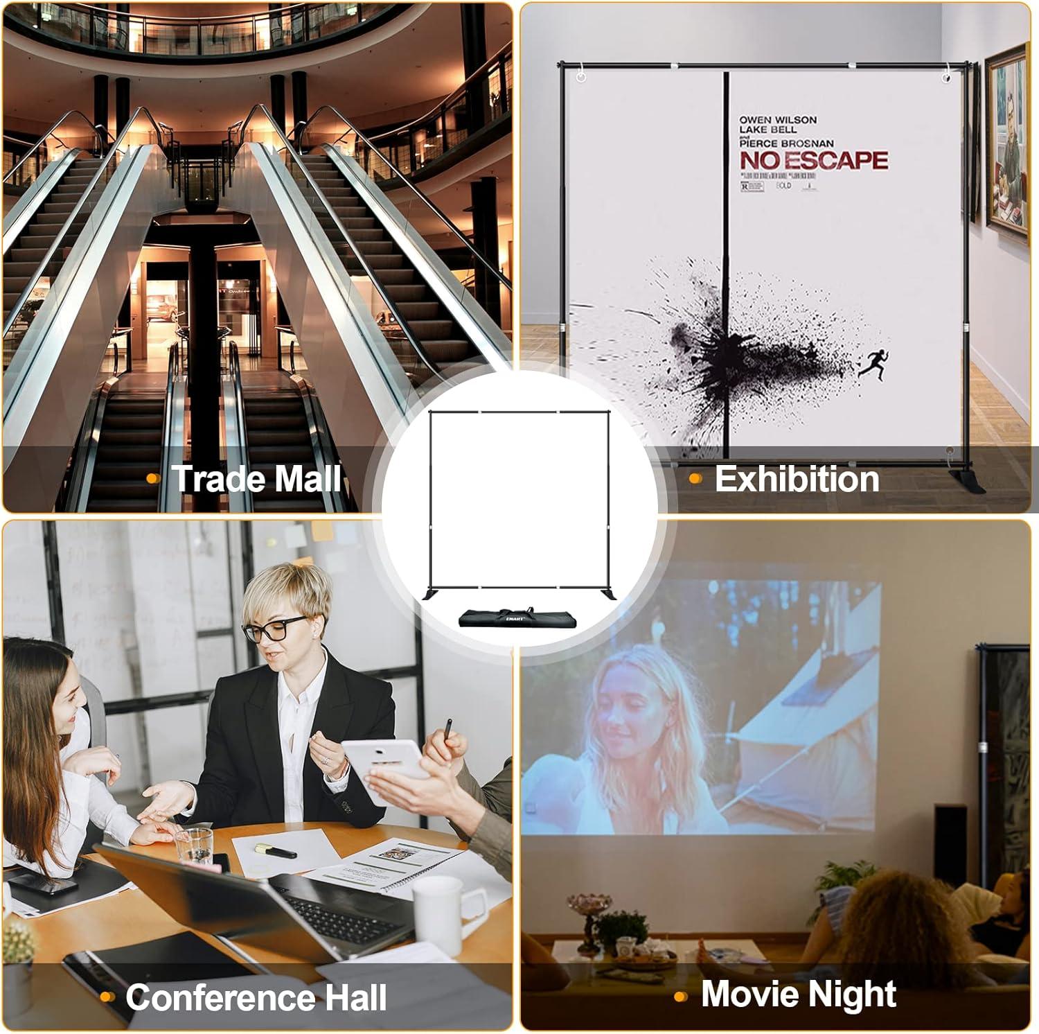 EMART 10x10 ft Heavy Duty Banner Backdrop Stand Kit, Adjustable Frame for Step and Repeat Backdrops, Ideal for Photography, Trade Shows, and Photo Booths