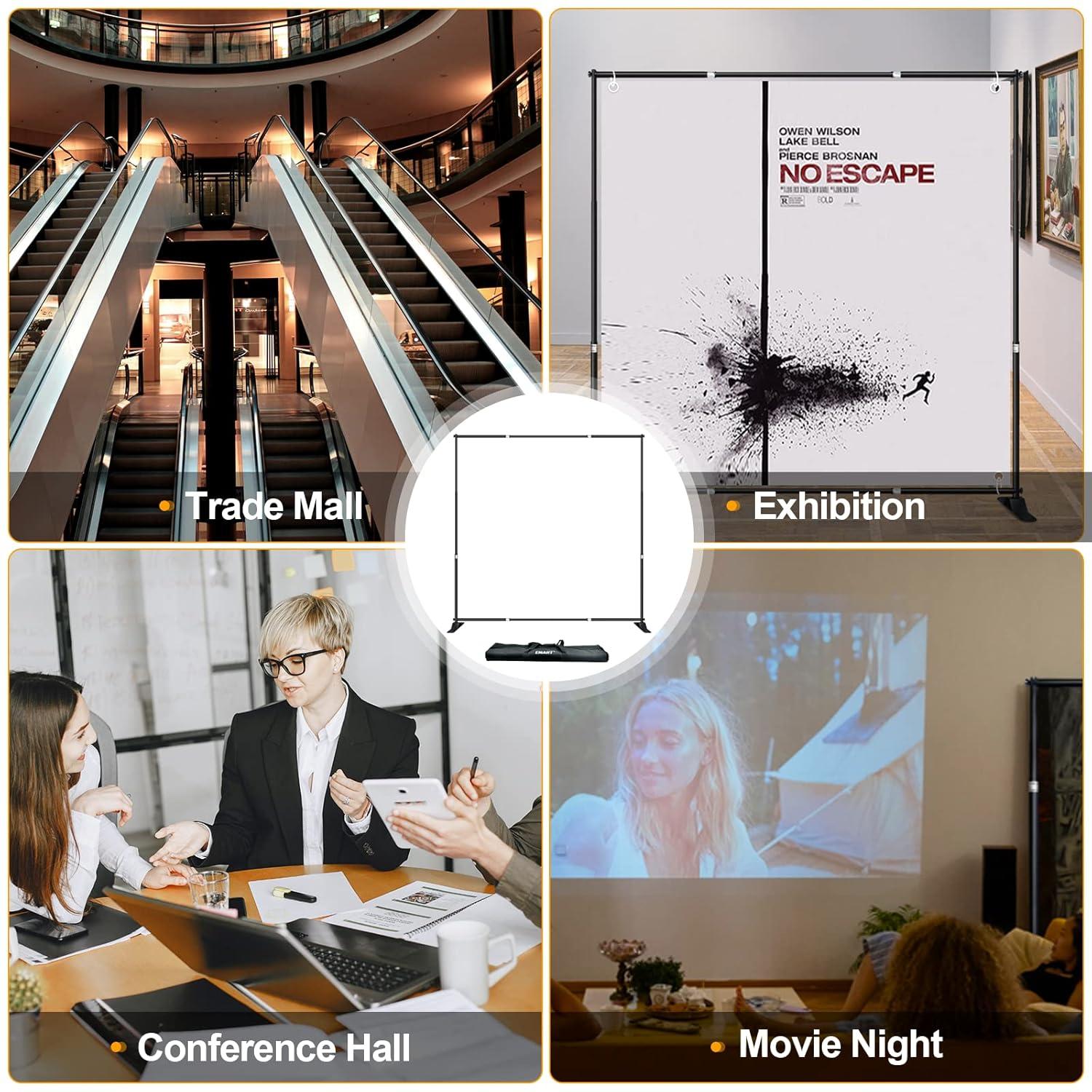 EMART 10x10 ft Heavy Duty Banner Backdrop Stand Kit, Adjustable Frame for Step and Repeat Backdrops, Ideal for Photography, Trade Shows, and Photo Booths