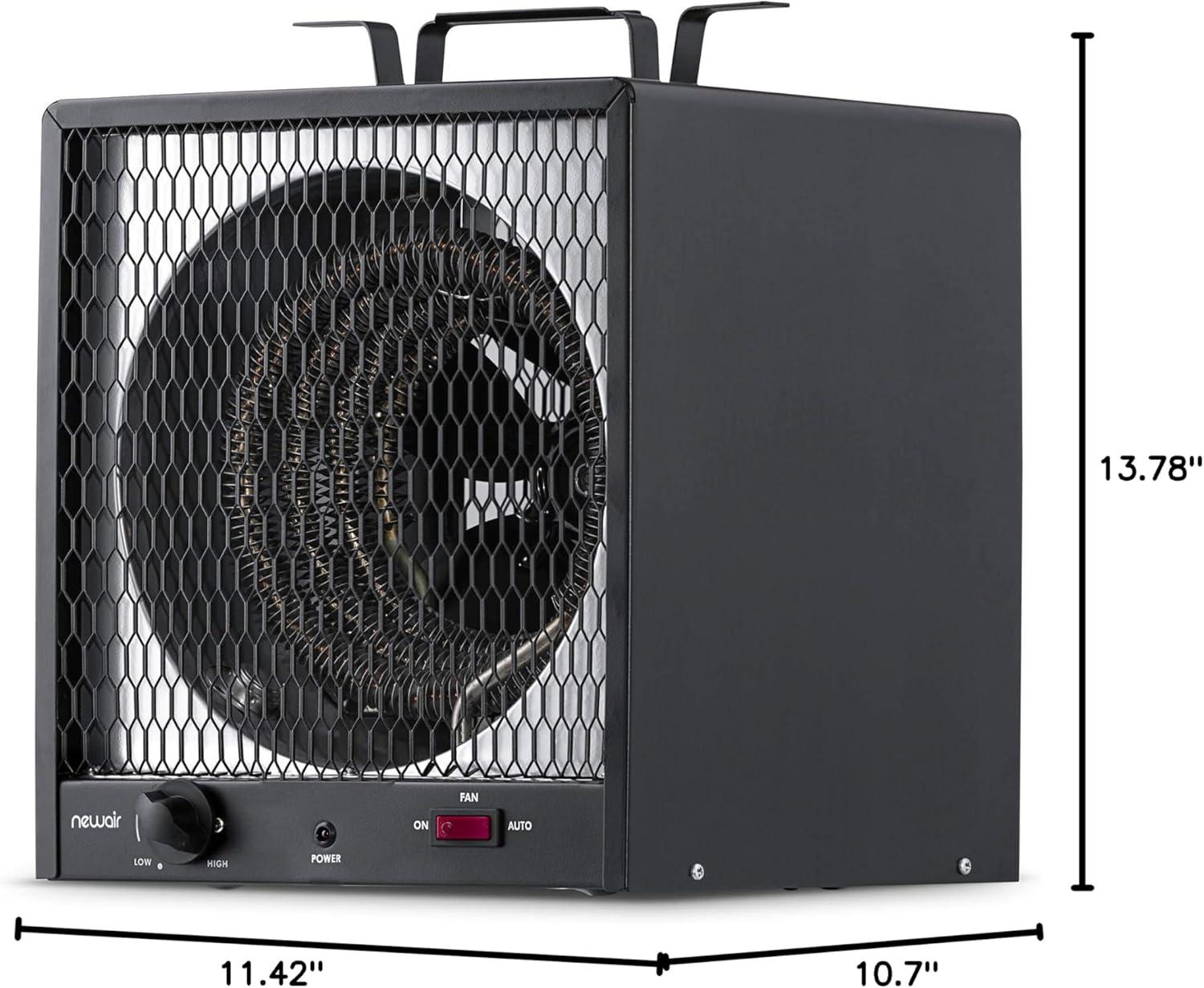 Portable Black Stainless Steel Electric Garage Heater with Thermostat