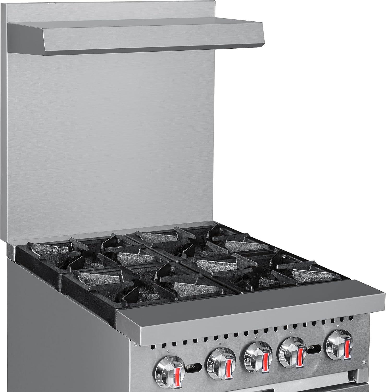 KoolMore 24 in. 4 Burner Commercial Natural Gas Range with Oven in Stainless-Steel (KM-CR24-NG)