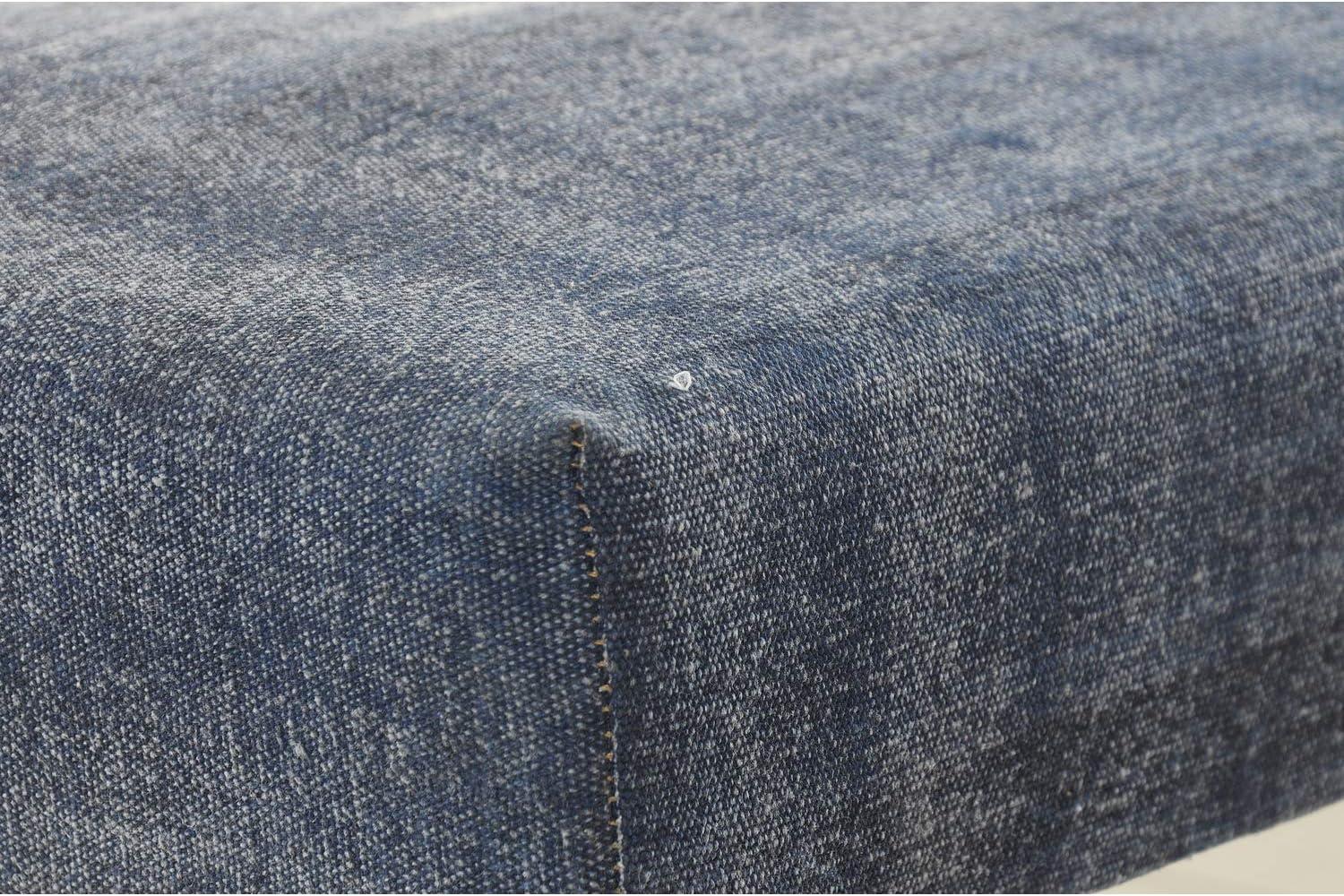 LR Home Bryant 47" Upholstered Accent Bench, Blue Abtsract